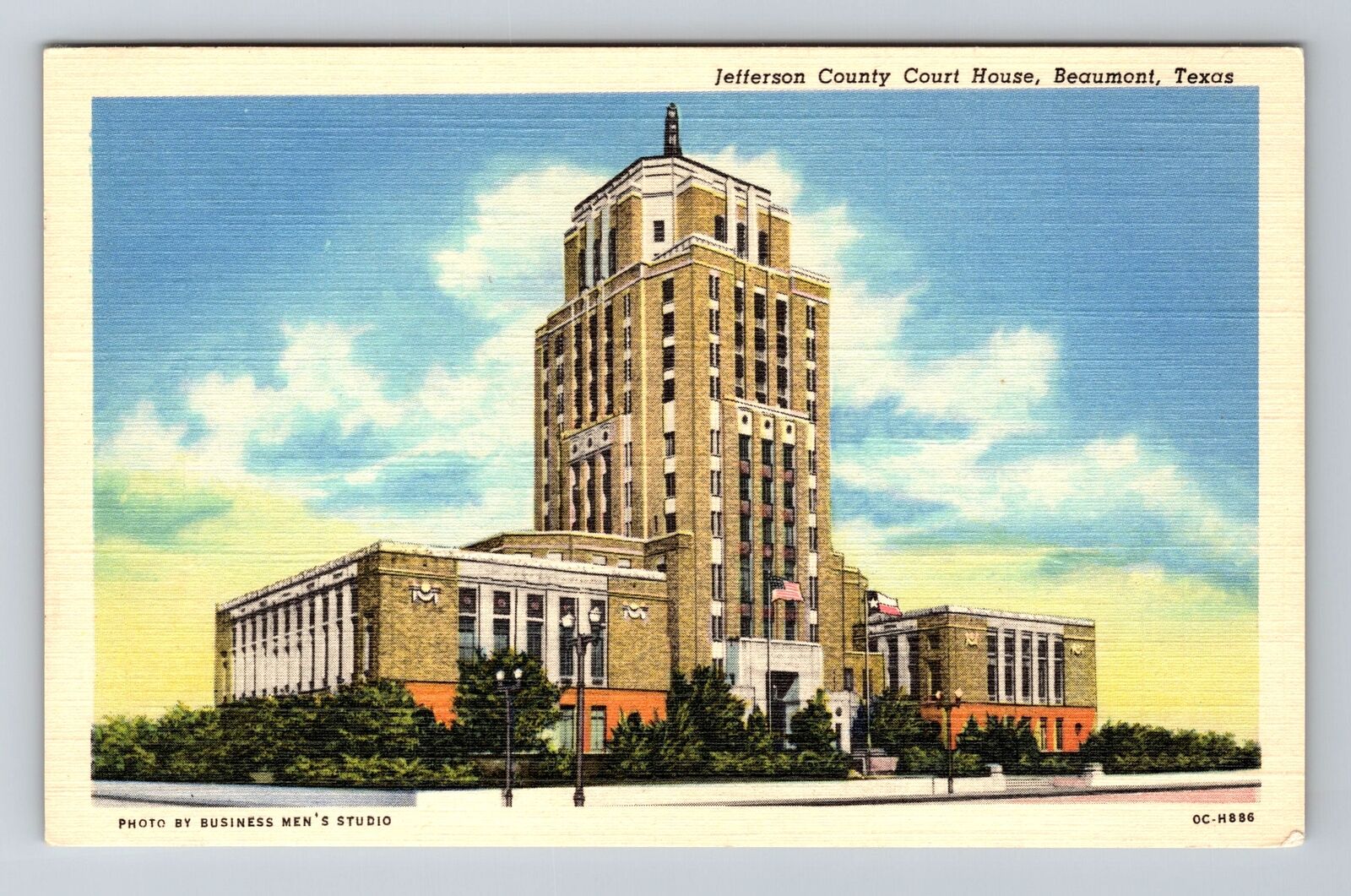 Beaumont TX-Texas, Jefferson County Court House, Antique Vintage Postcard