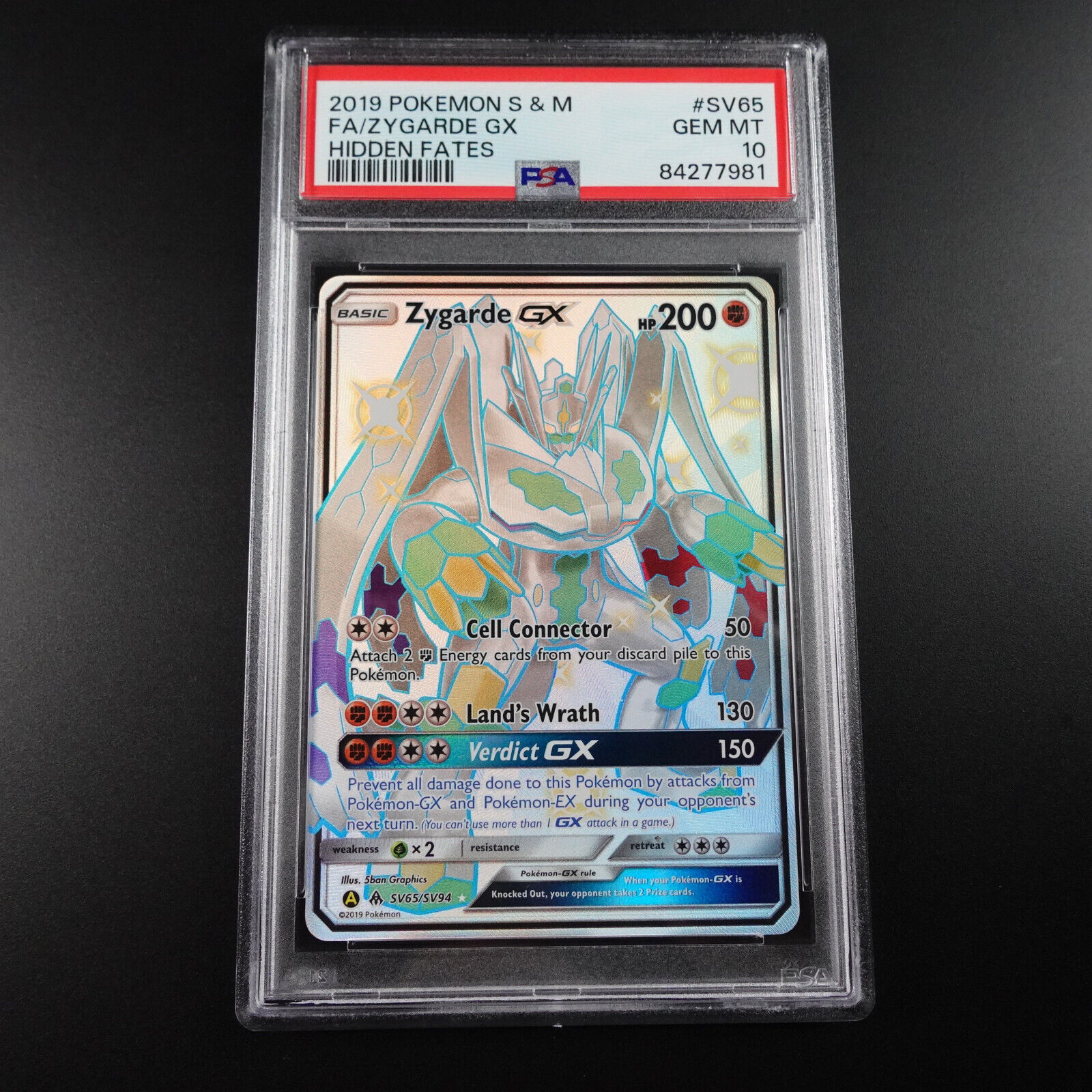 PSA 10 Zygarde GX SV65/SV94 Hidden Fates Holo Graded Pokemon Card