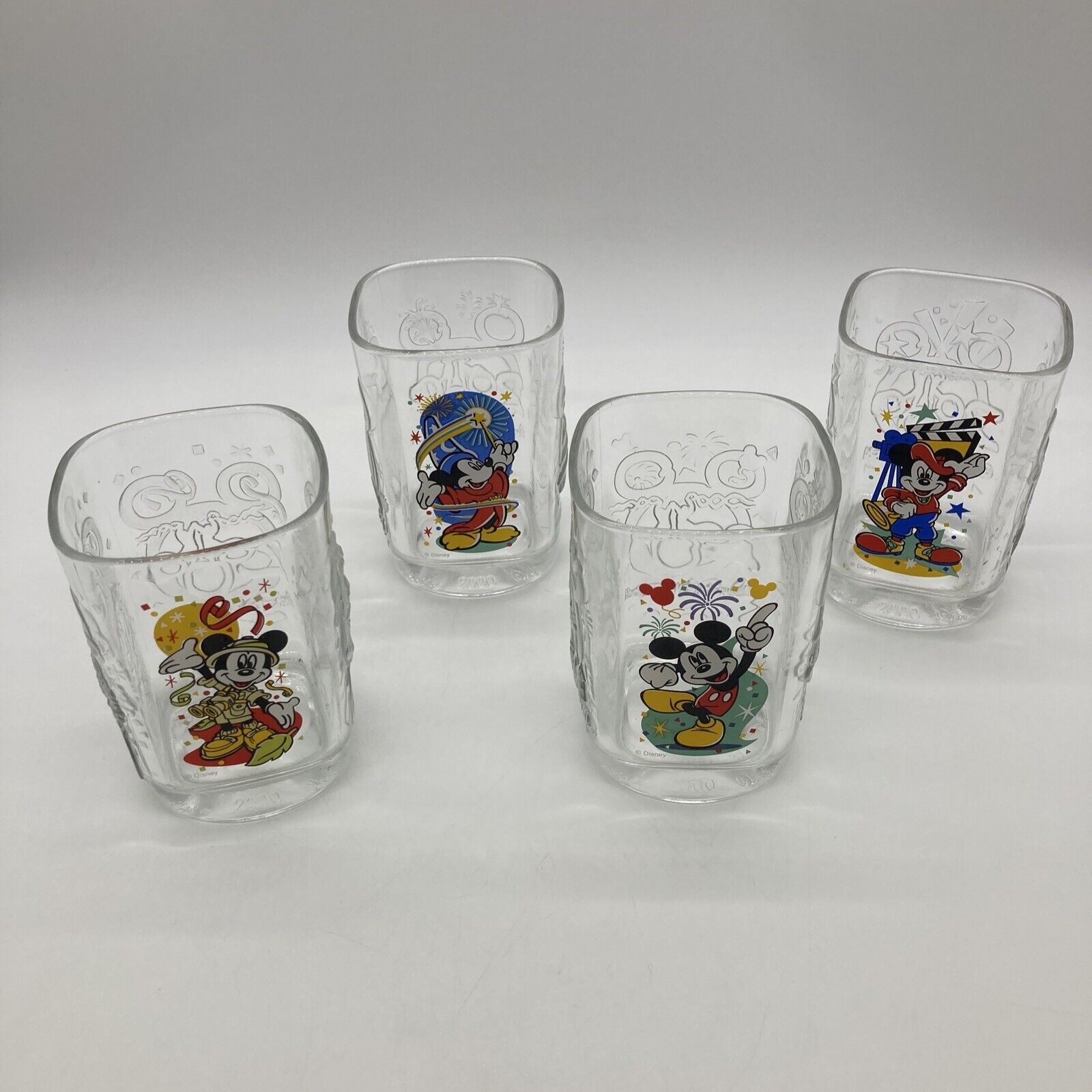 Walt Disney World 2000 McDonalds Mickey Mouse Drinking Glasses Set Of 4