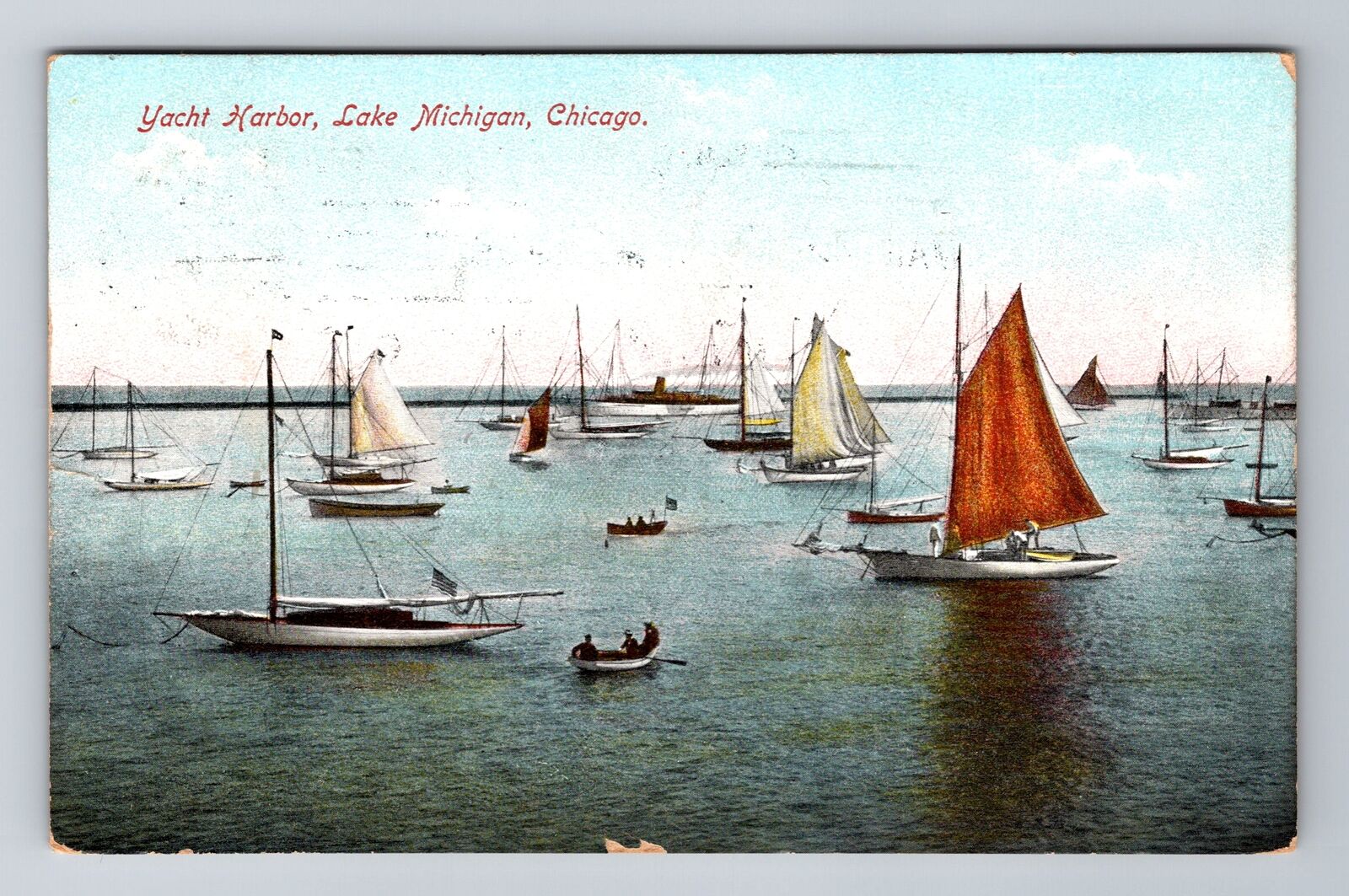 Chicago IL-Illinois, Yacht Harbor, Lake Michigan, Vintage c1909 Postcard
