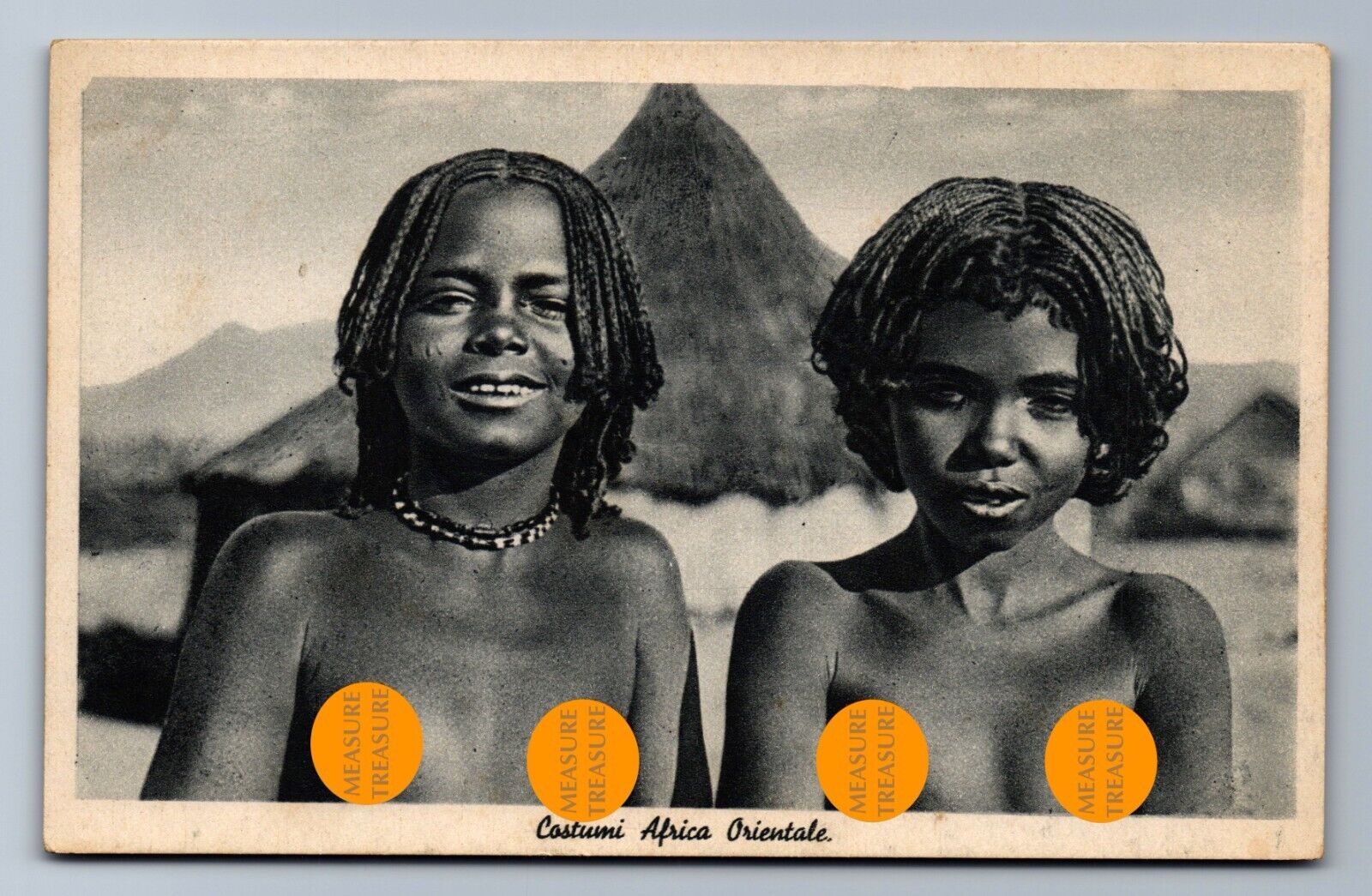 C.1940 TWO GIRLS, SCAR, ERITREA ITALIAN EAST AFRICA Postcard P28