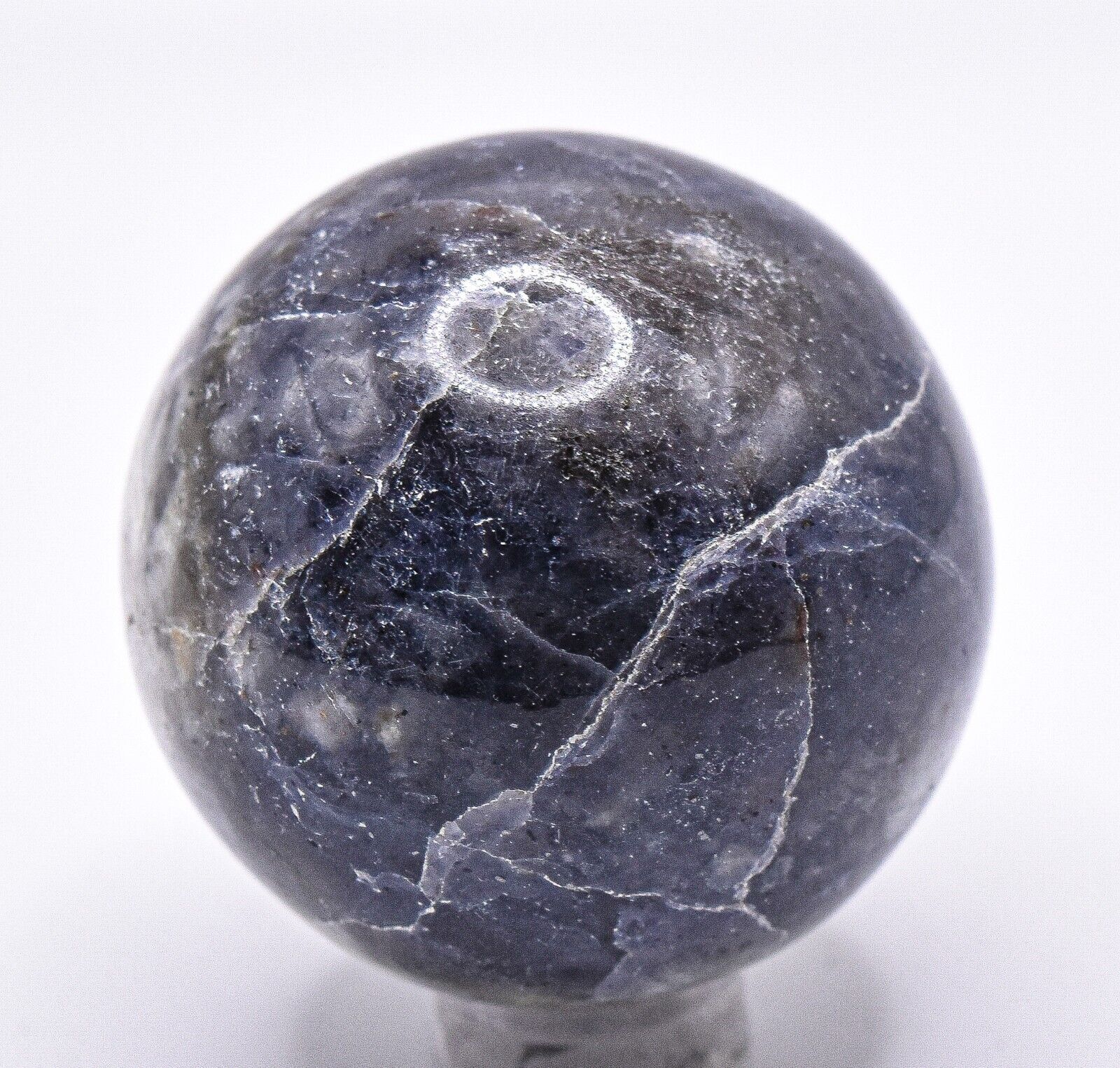 42mm Blue Iolite w/ Inclusions Sphere Polished Sparkling Crystal Mineral - India