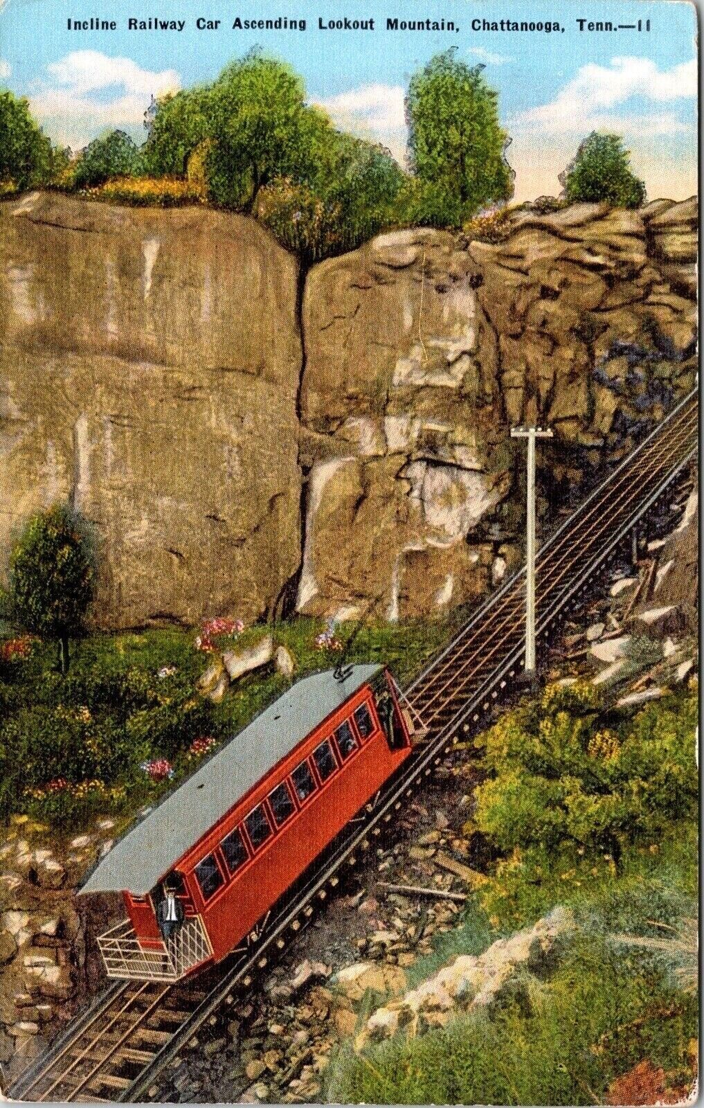 Chattanooga Tennessee Lookout Mountain Incline Railway Car DB Postcard