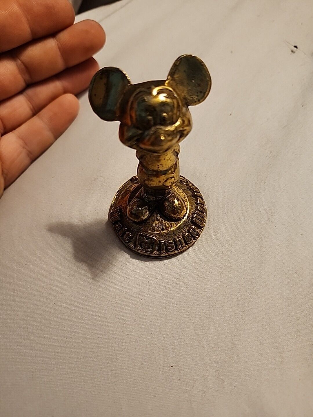 Vintage Disneyland Mickey Mouse Brass Paperweight Figurine 3” tall