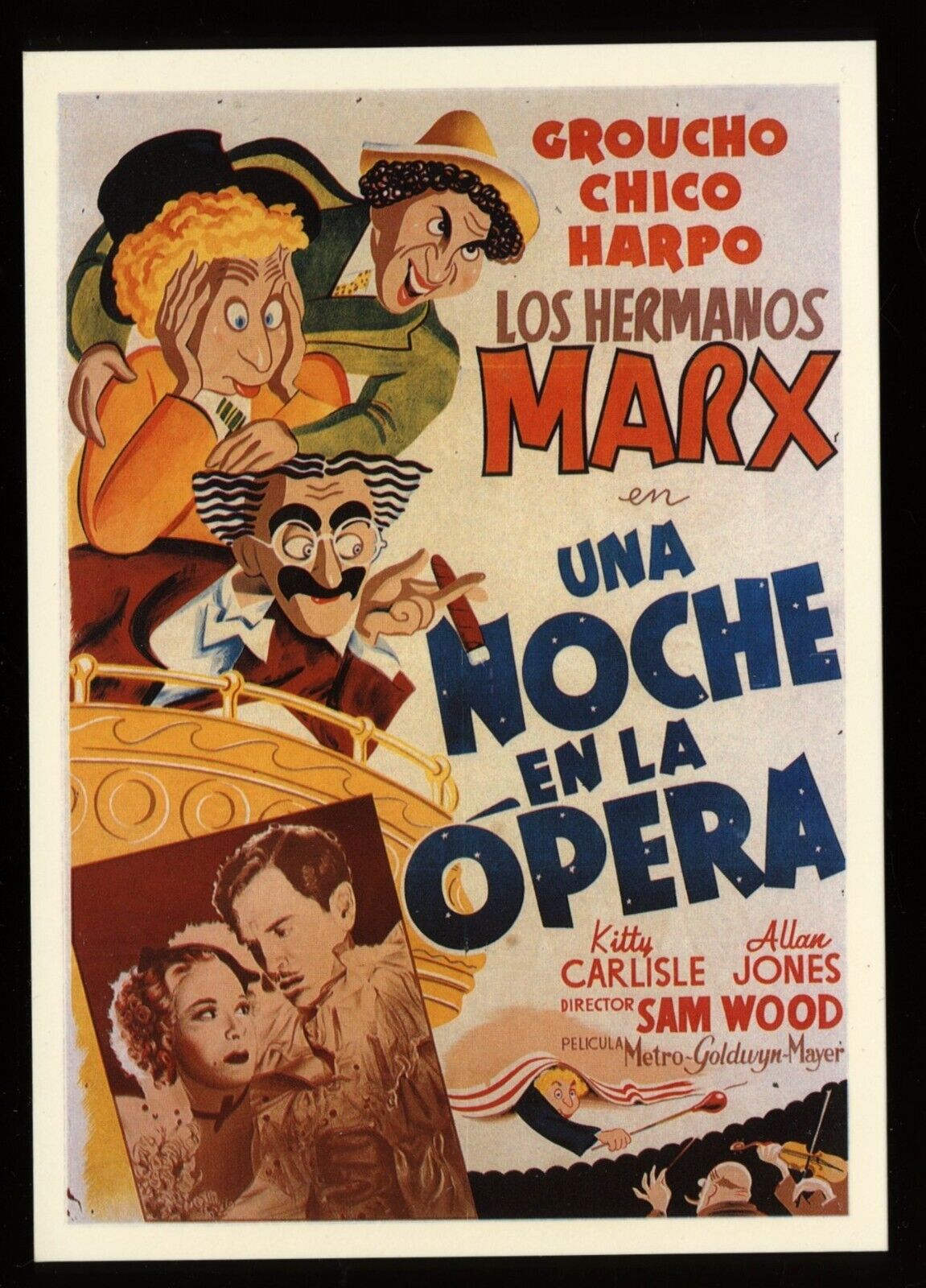 A Night At The Opera Marx Brothers Movie Cinema Film Spanish Poster Art Postcard