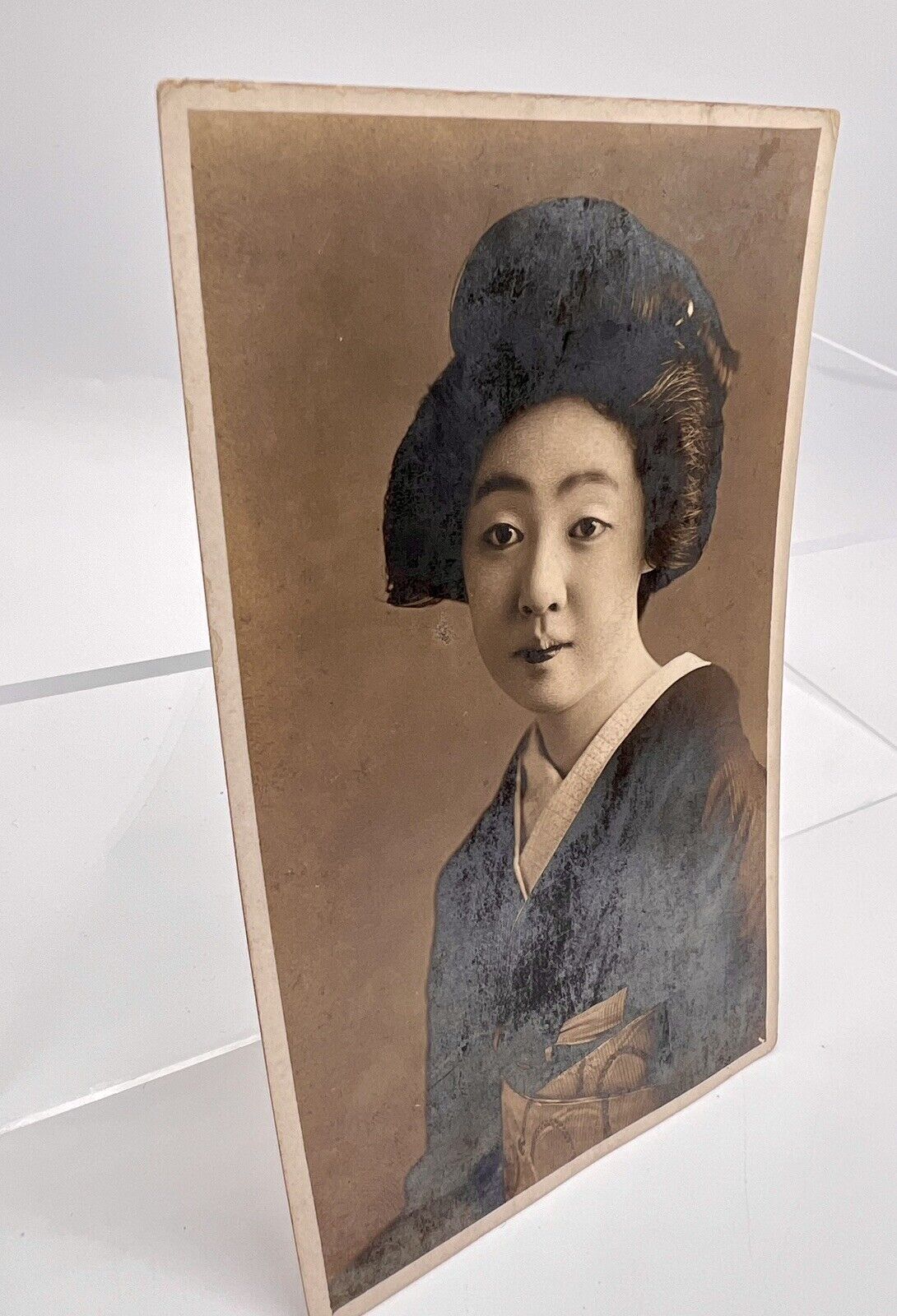 Japanese Vintage RPCC Postcard Photo Geisha Woman Traditional Dress Portrait