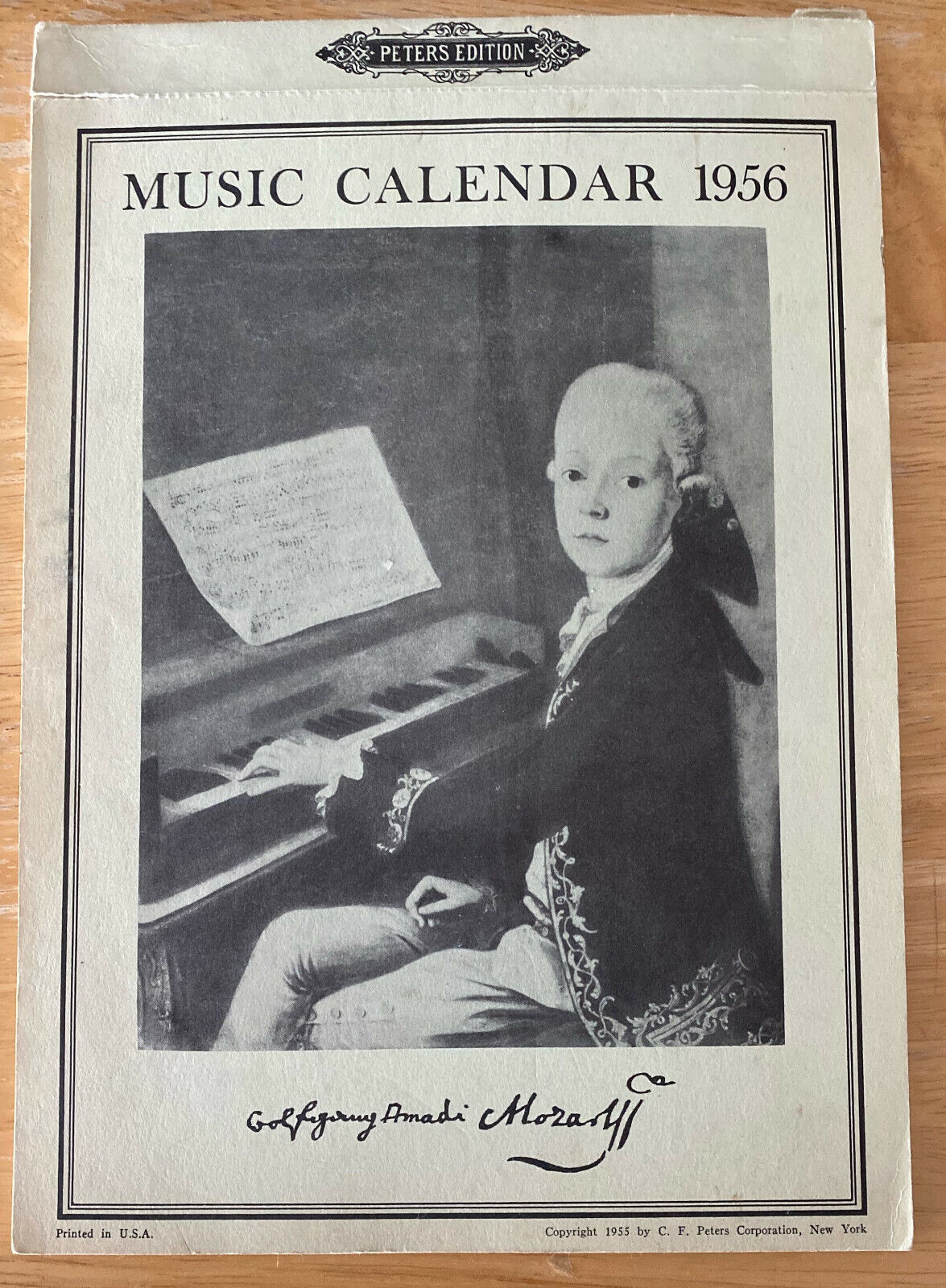 Vintage Mozart Calendar 1956 (Peters Edition) Excellent Condition