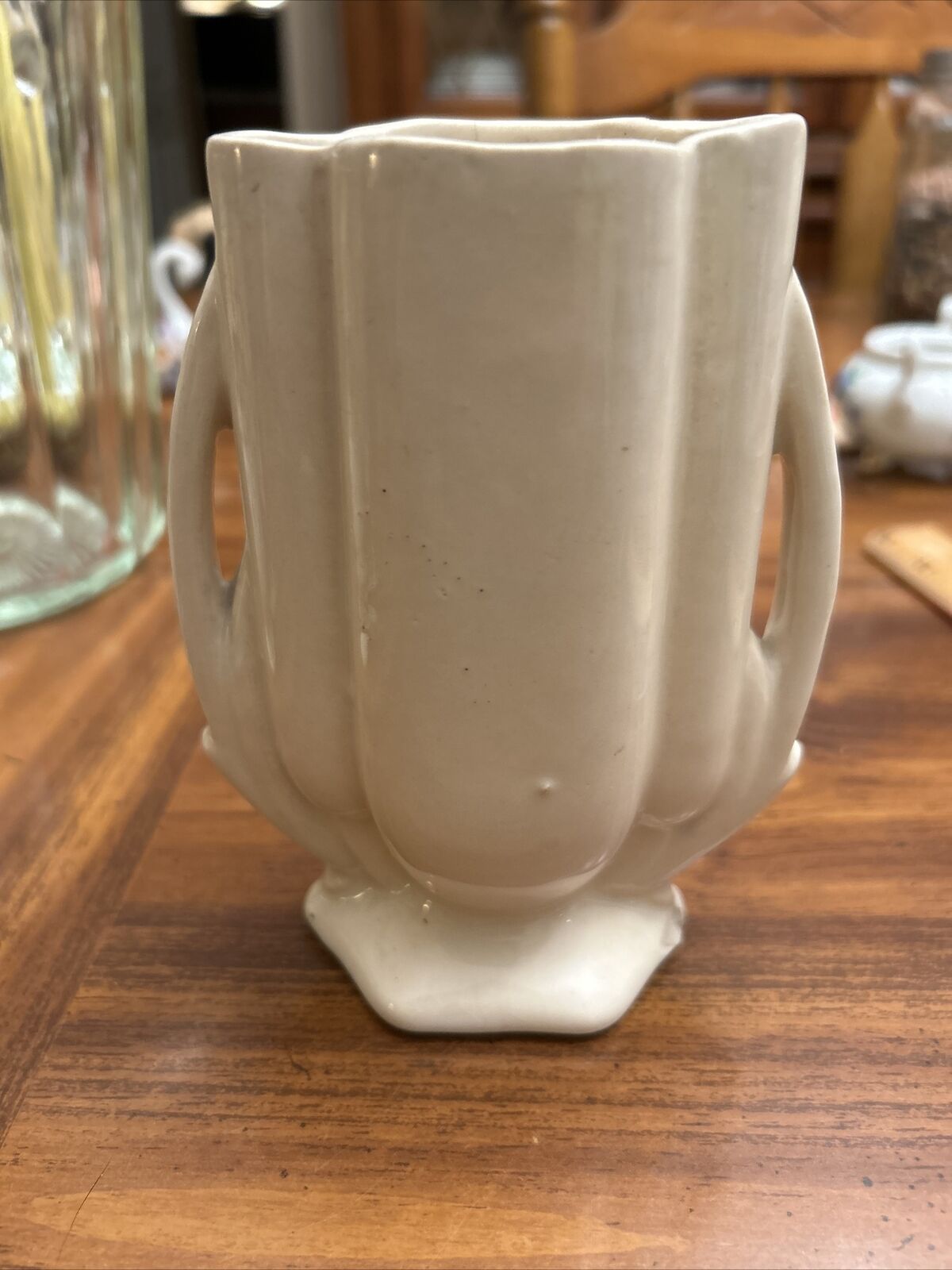 mccoy pottery vintage Beige 2 Handle Small Vase 