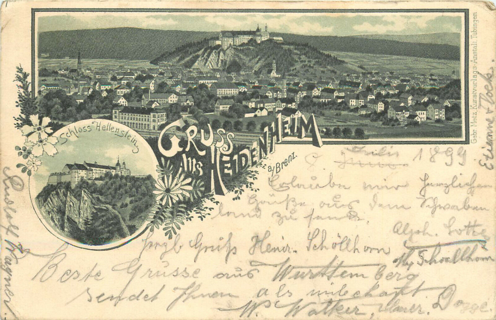 Gruss Aus Heidenheim an der Brenz Baden-Württemberg Germany 1899