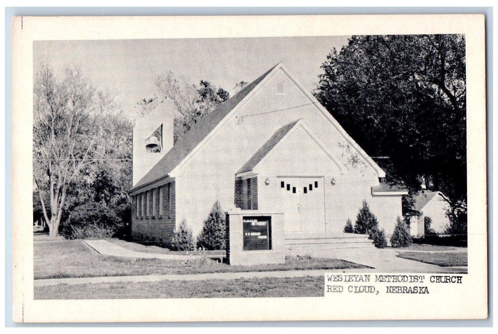 Red Cloud Nebraska NE Postcard Wesleyan Methodist Church Exterior Scene c1940's