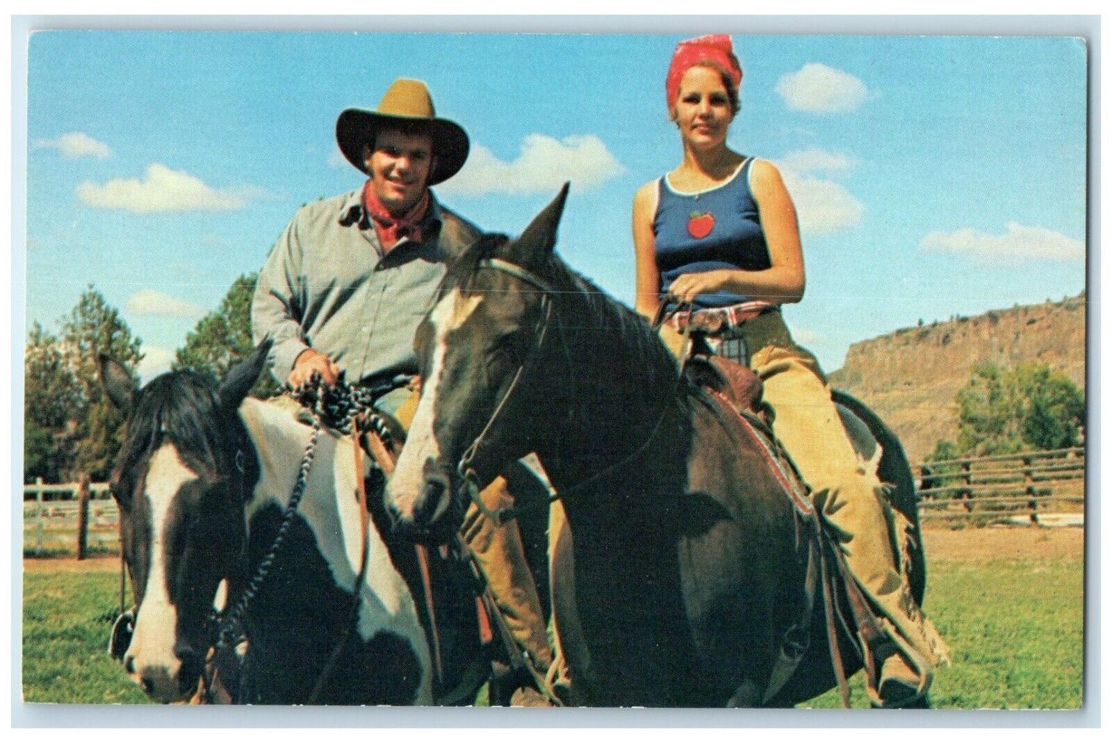 Having Fun At Crooked River Ranch Terrebonne Oregon OR, Horses Vintage Postcard