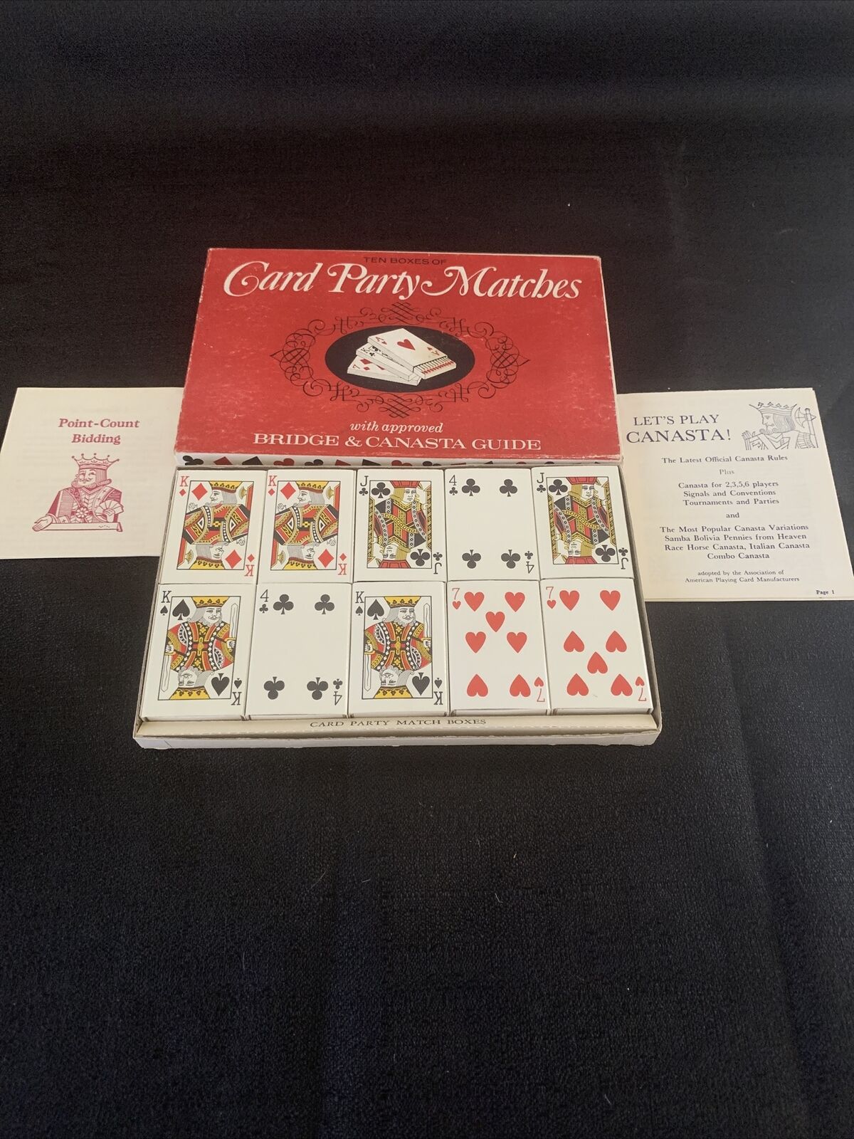 1963 VTG Card Party Matches With Bridge & Canasta Guides Made In The USA NY,NY