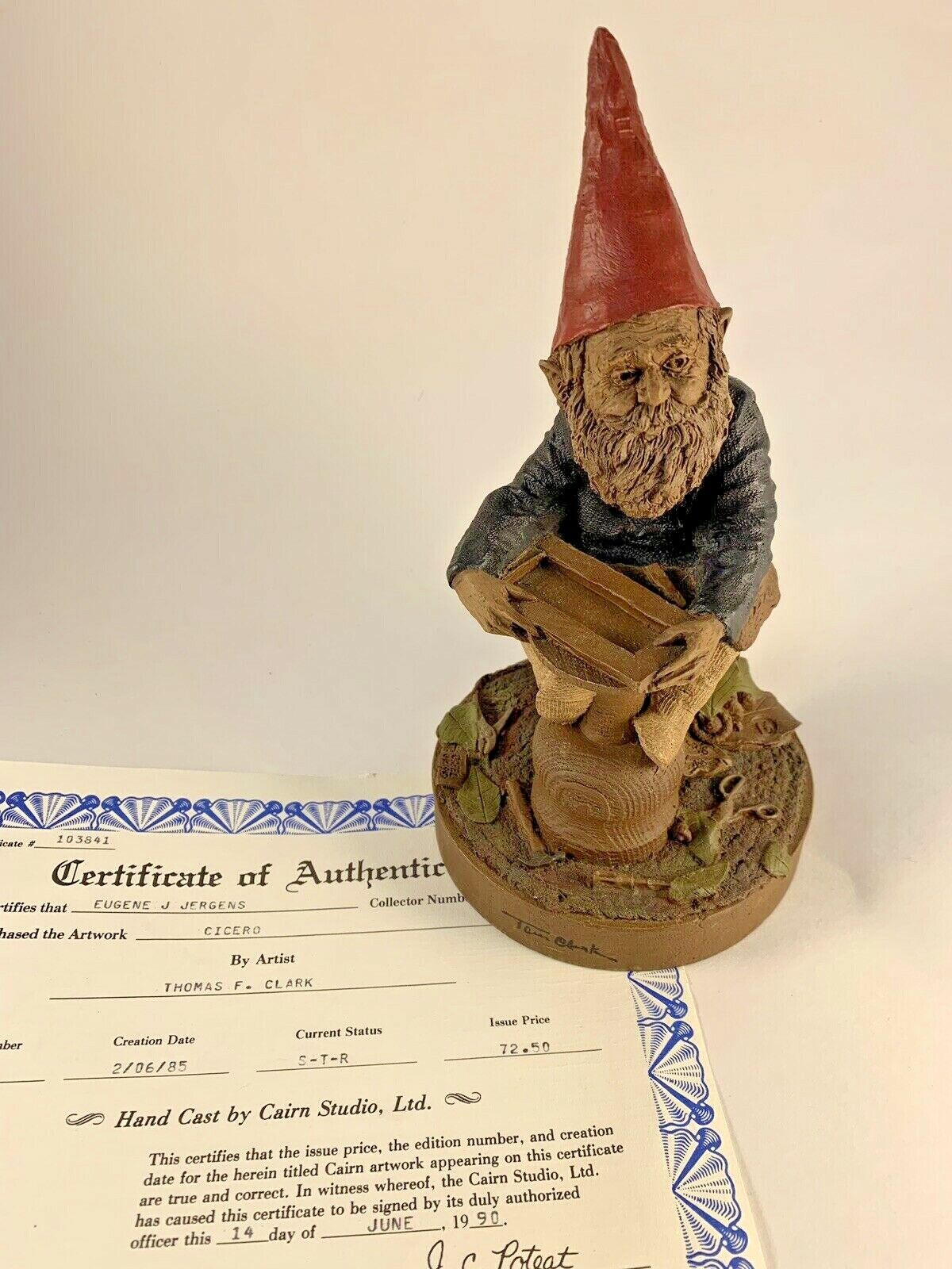 Vintage Cicero 1985 Tom Clark Signed Gnome Figurine COA No Story
