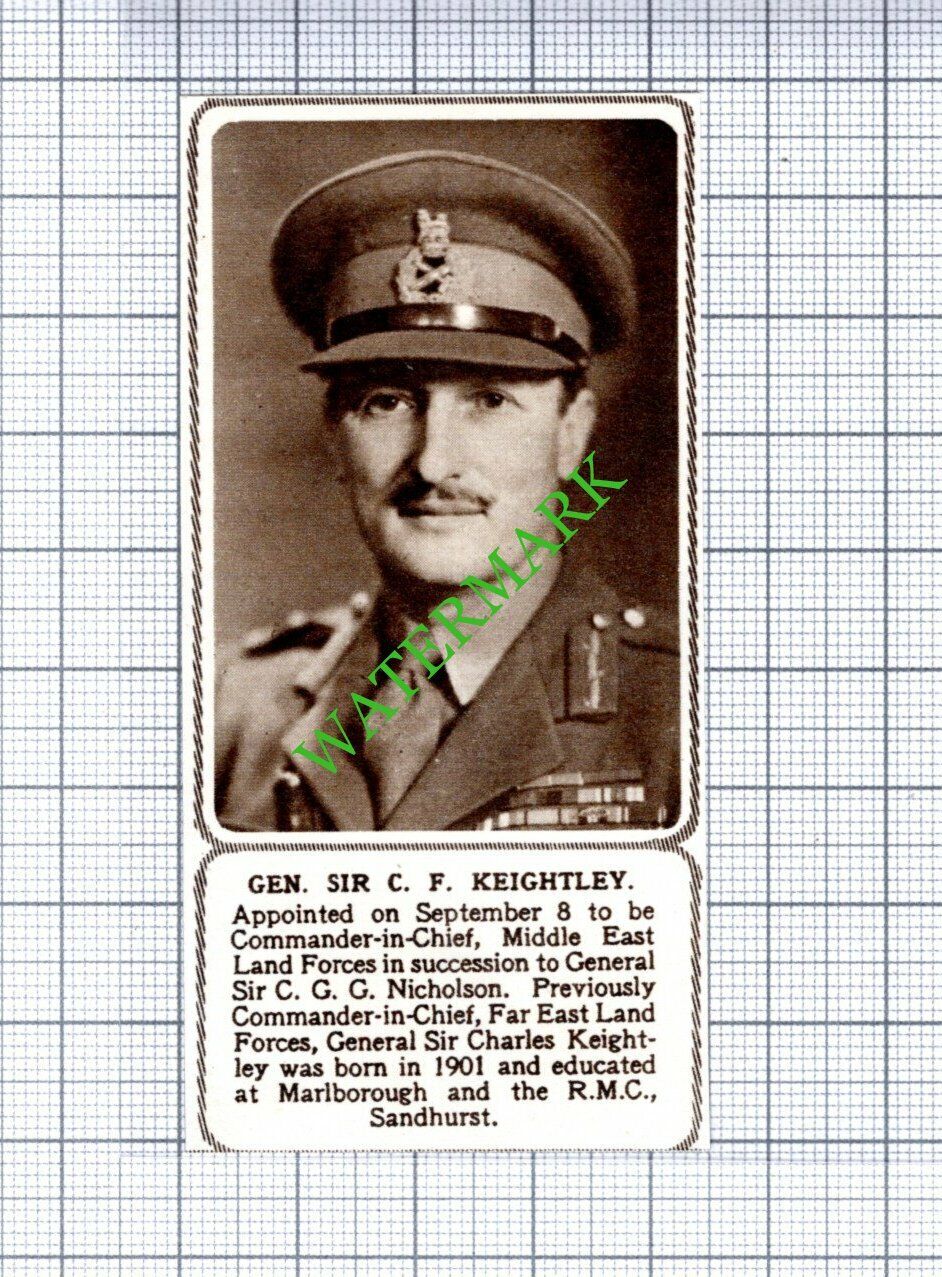 General Sir Charles F Keightley  - 1953 SMALL Cutting