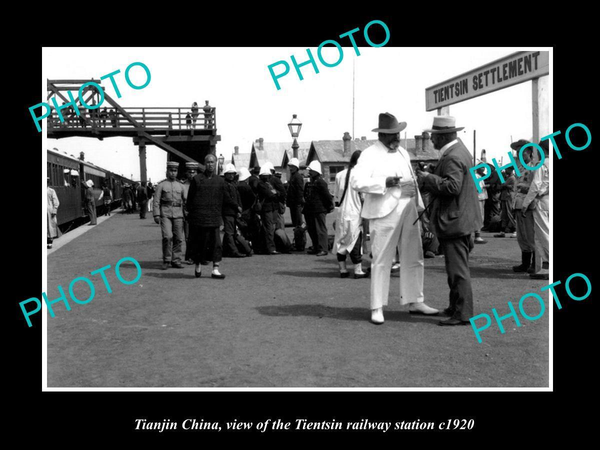 OLD LARGE HISTORIC PHOTO TIANJIN CHINA THE TIENTSIN RAILWAY STATION c1920