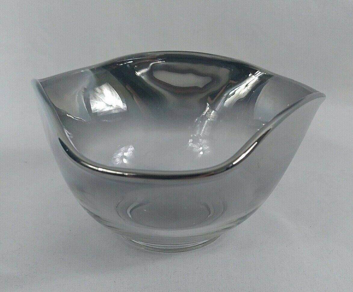 Vintage Glass Silver Fade Trinket Bowl / Dish
