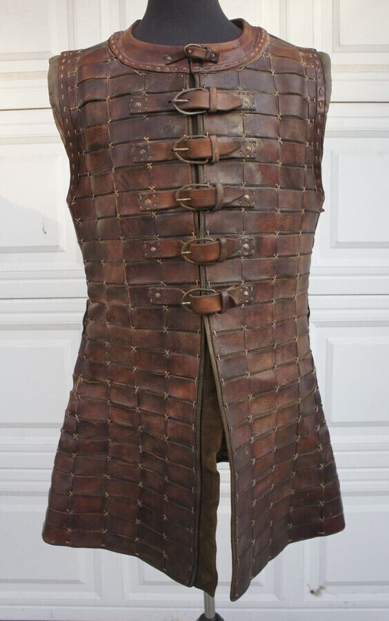Medieval Vintage Pauldrons PU Rivet Leather Armor Vest Cosplay Costume Party