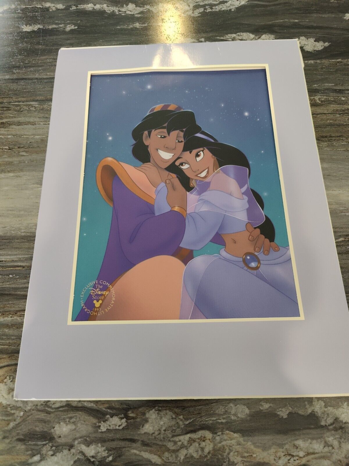 Walt Disney\'s Aladdin Exclusive Commemorative Lithograph 1993 Aladdin Jasmine
