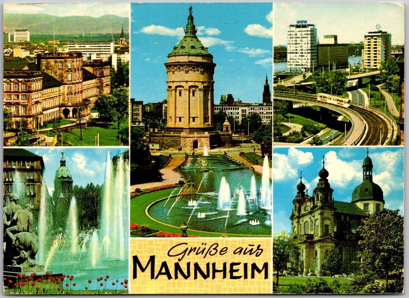 Postcard: Mannheim - Schloß, Wasserturm, Hafen - Greetings from Mannheim A81