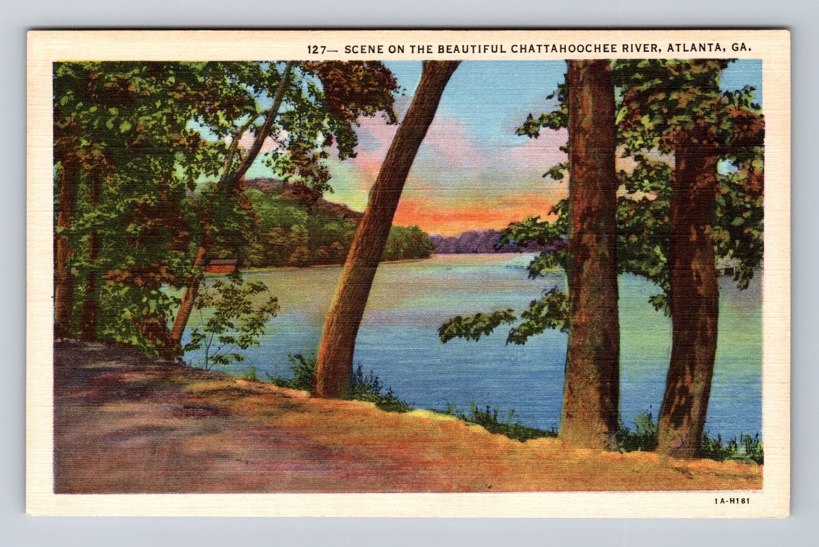 Atlanta GA-Georgia, Chattahoochee River, Antique, Vintage Postcard
