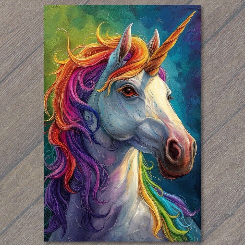 POSTCARD Unicorn Beautiful Colorful Rainbow Fun Weird Unusual Strange