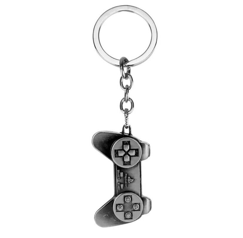 PS1 PlayStation Controller Themed Metal Keychain/Keyring