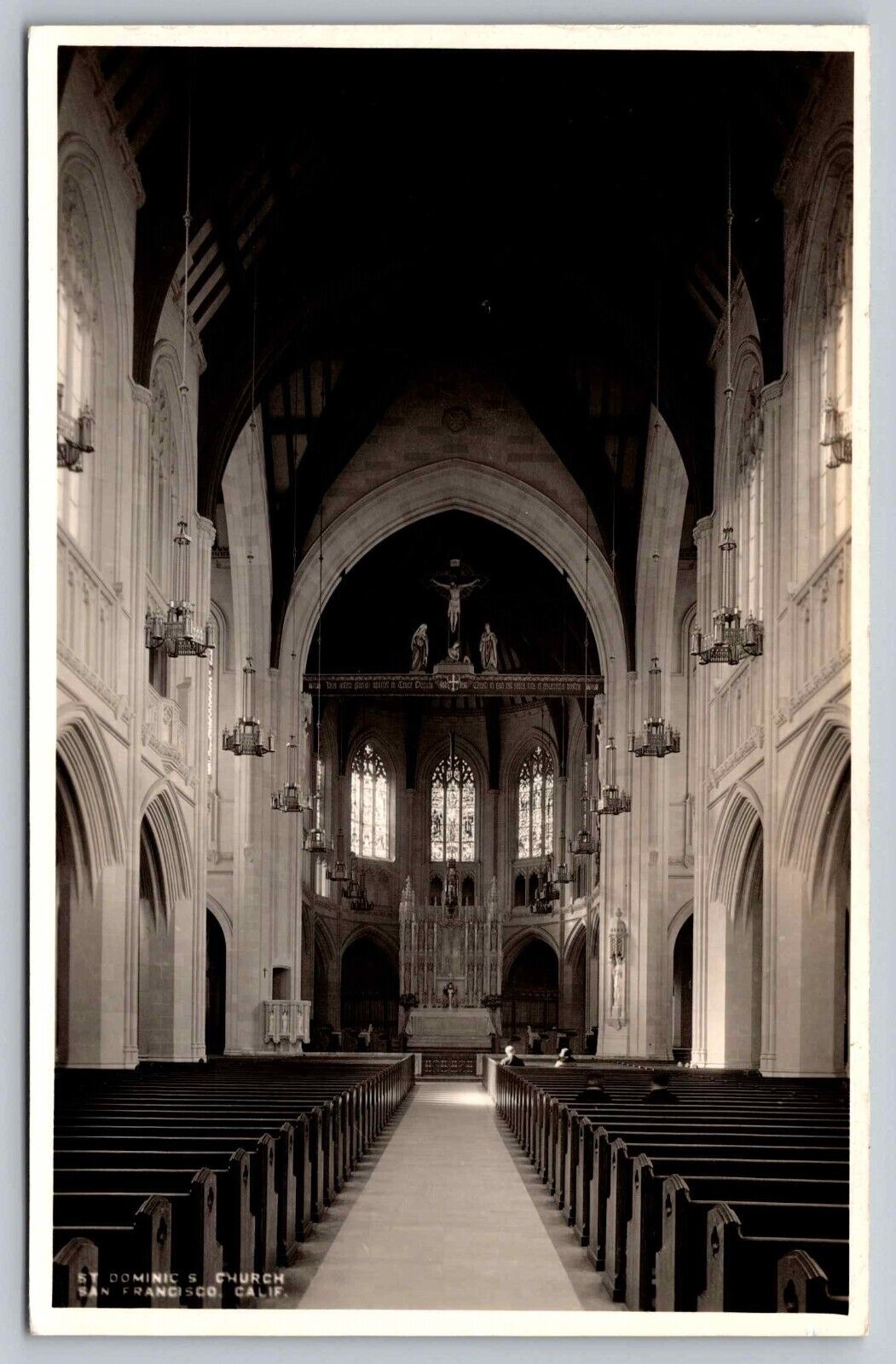 Postcard RPPC St Dominic's Church Interior San Francisco CA