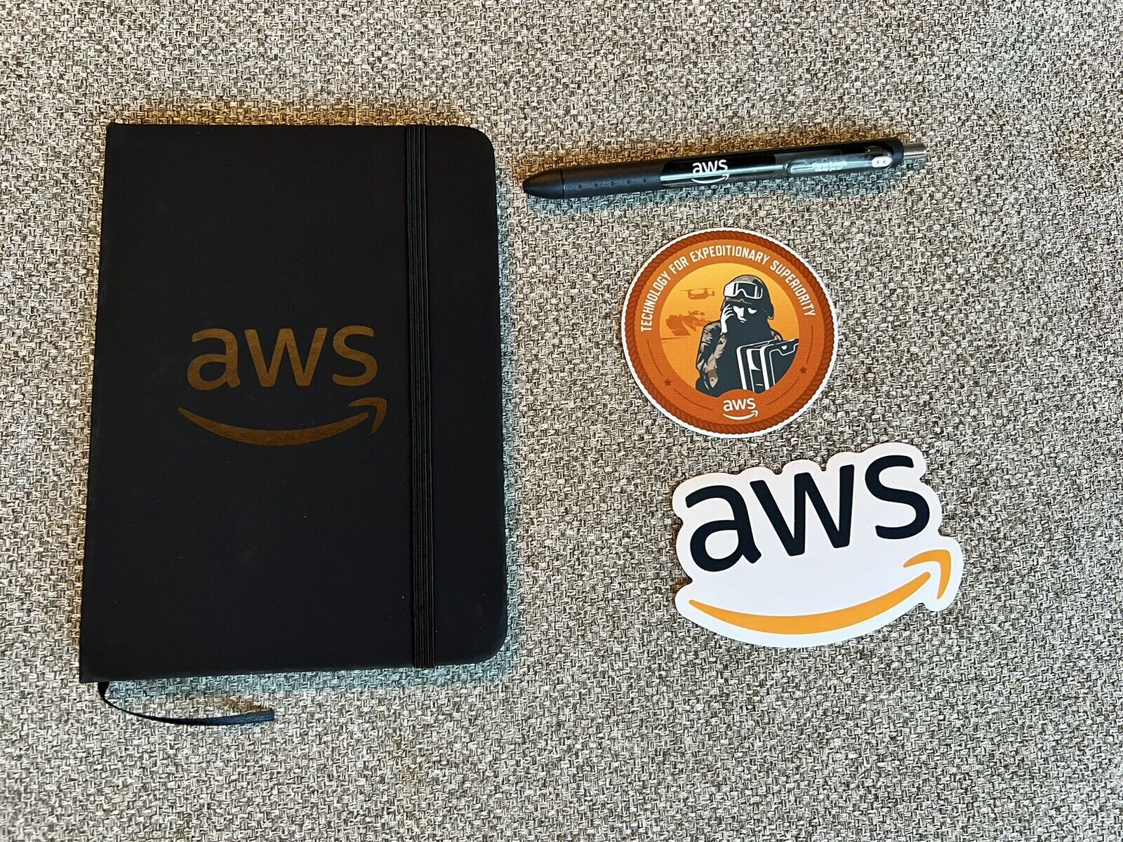New AWS Amazon Notebook Journal Planner Military Stickers Pen Logo Employee Swag