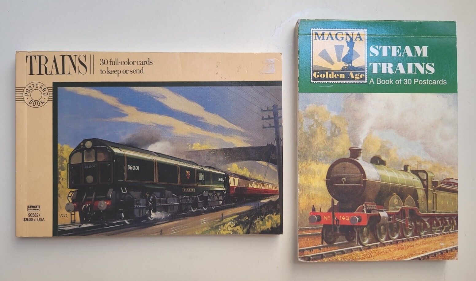 2 TRAIN POSTCARD BOOKS: Steam Trains 60 Cards Total Vintage Railways Stationary 