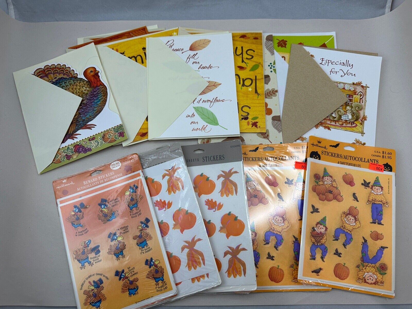 Lot Of Thanksgiving Greeting Cards & Stickers - Holiday - Unused Some Duplicates