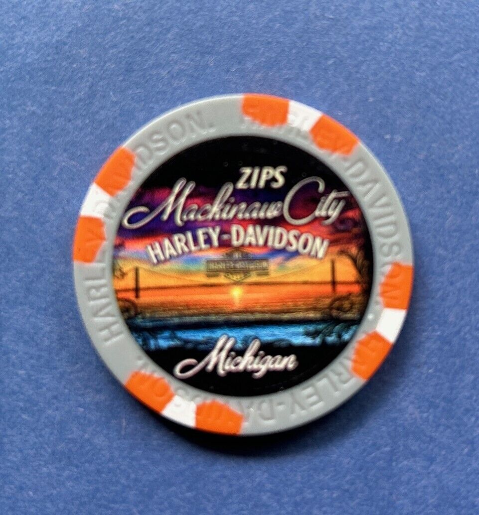Harley Davidson Wide Print Poker Chip from Zip\'s HD in Mackinaw City, Michigan