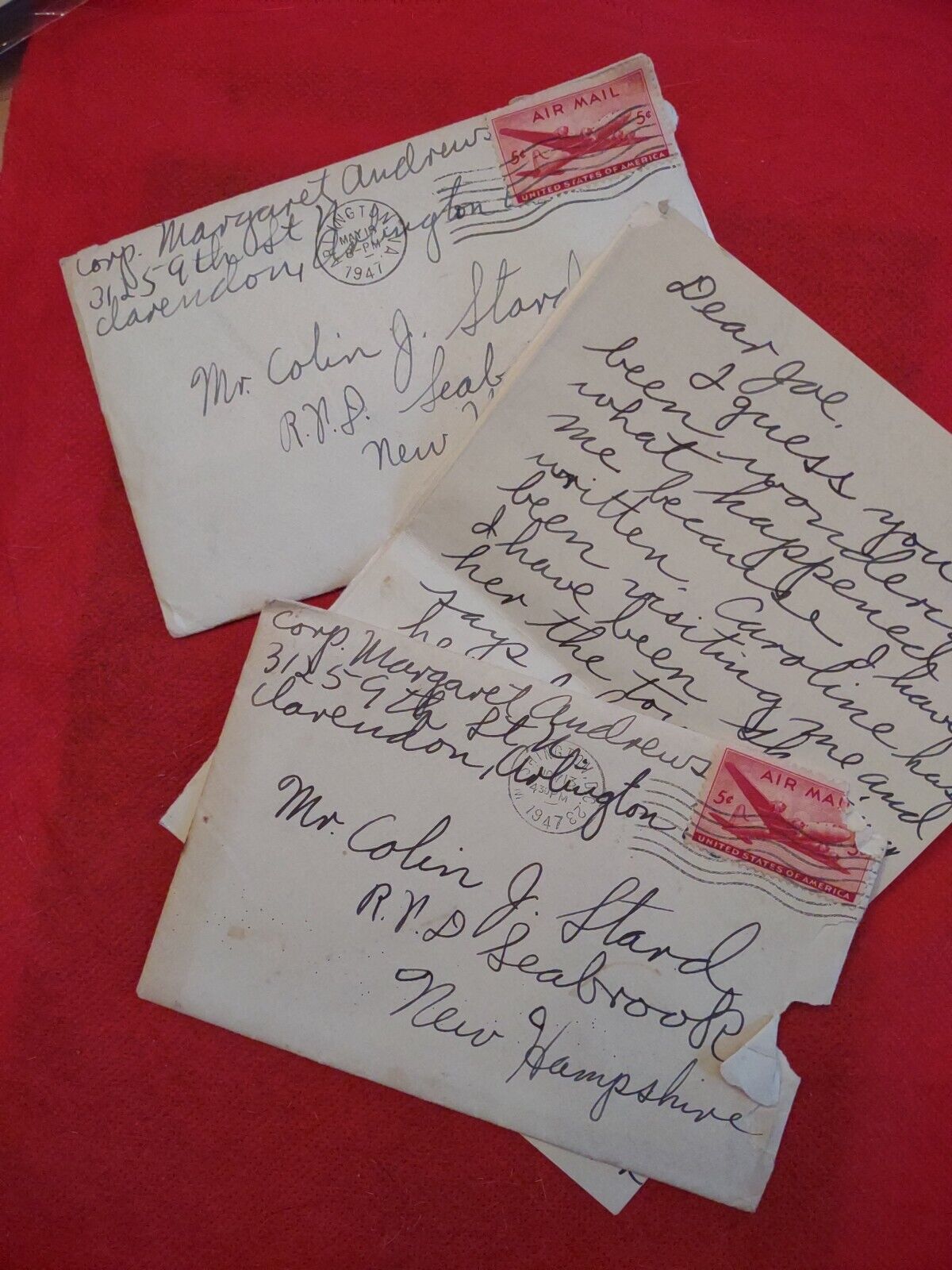 2 Handwritten Love Letters From A Female Soldier To Her Sweetheart 1947.