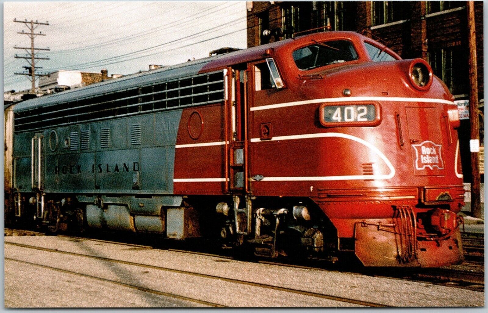 Postcard Chicago, Rock Island & Pacific FP7 #402 Train Peoria Ill July 1958