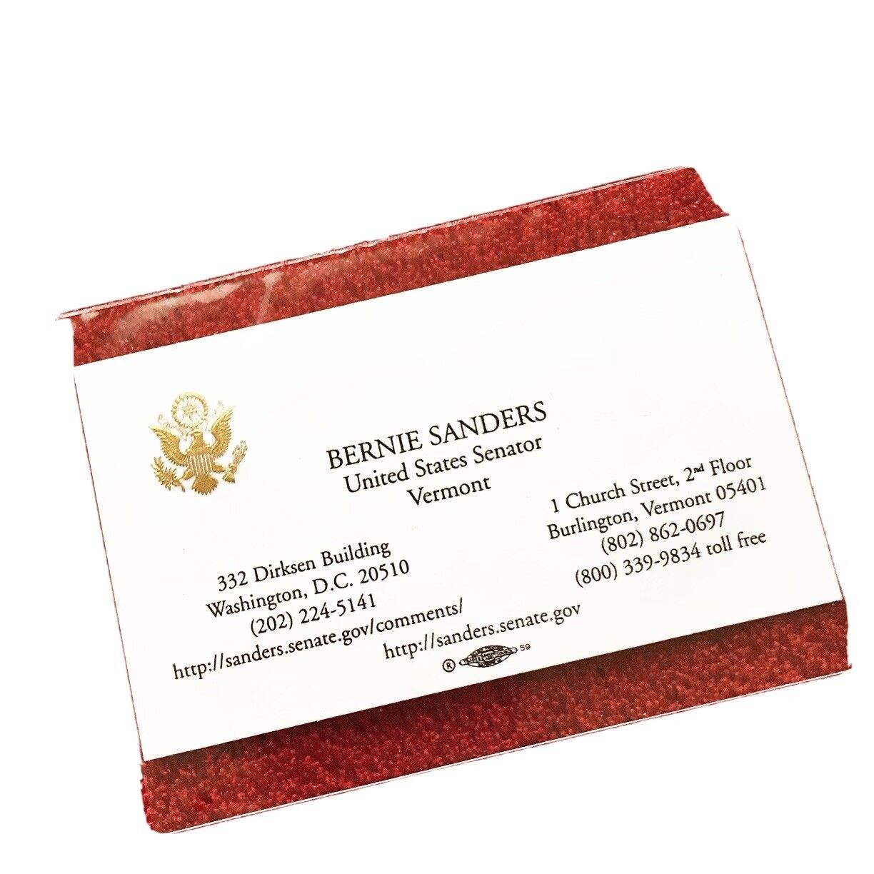 Bernie Sanders Official US Senator Business Card