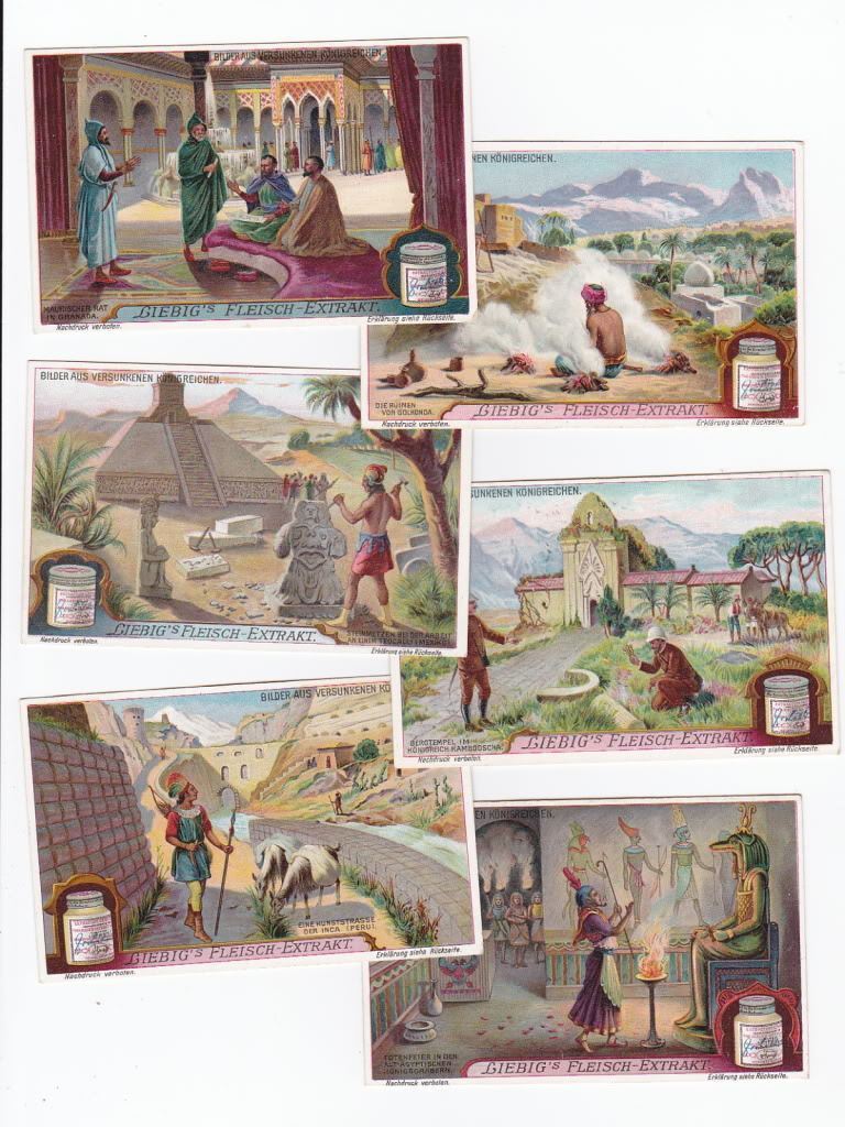 6 liebig cards - scenes of vanished kingdoms - san1077ted - issued in 1913