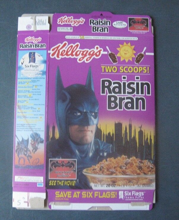Batman--George Clooney--Kellogg\'s Raisin Bran--1997 Complete Cereal Box