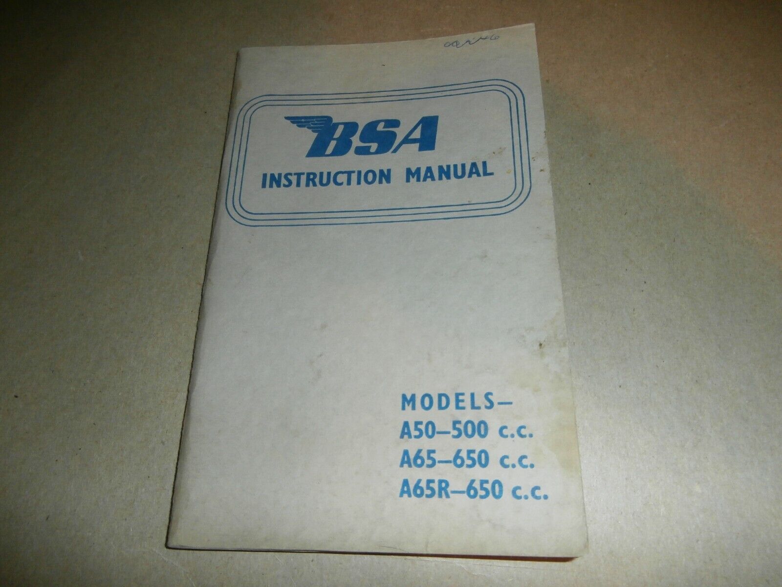 1966 BSA Motorcycle Instruction Manual A50 500cc A65 650cc A65R 650cc