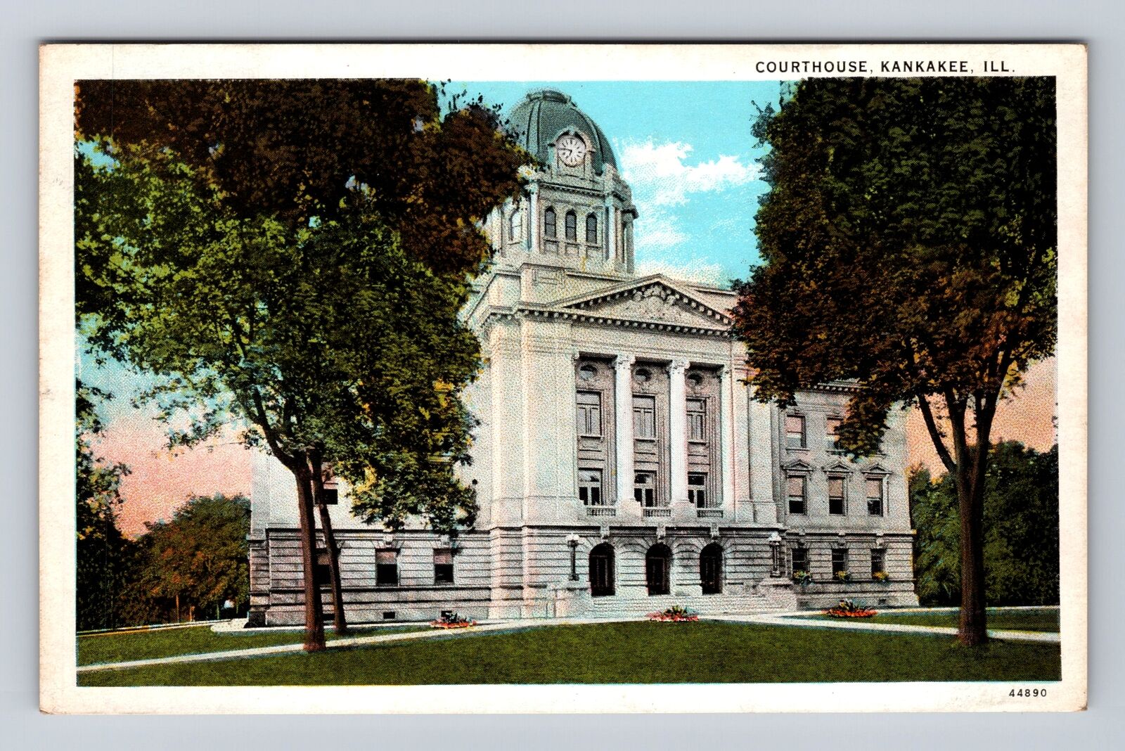 Kankakee Il-Illinois, Historic Courthouse, Clock Tower Souvenir Vintage Postcard