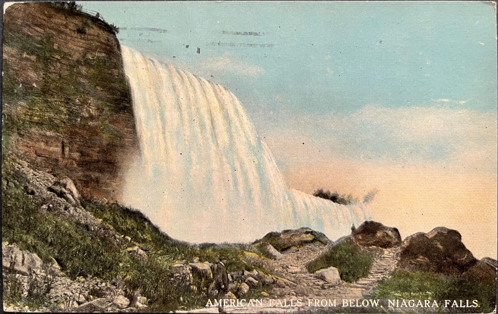 1911 Handcolored PC American Falls from below, Niagara Falls