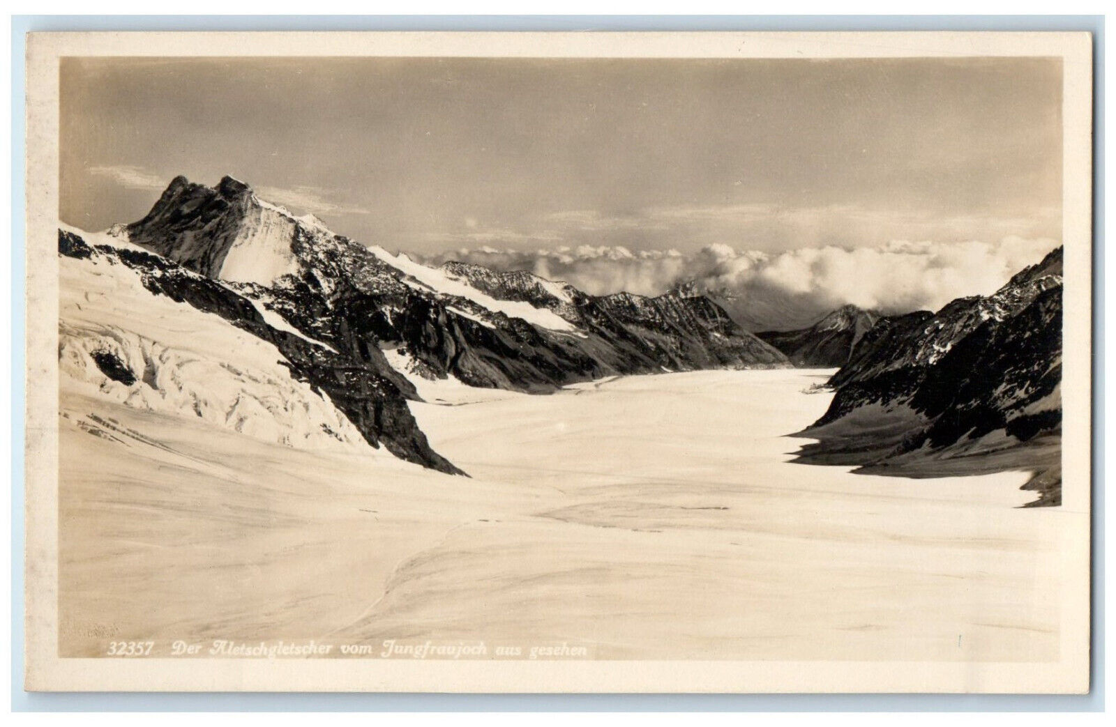 c1930's The Aletsch Glacier Jungfraujoch Switzerland RPPC Photo Postcard