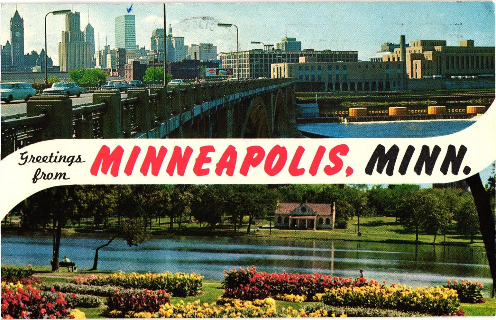Greetings from Minneapolis Minnesota Multiview Chrome Postcard 1960s