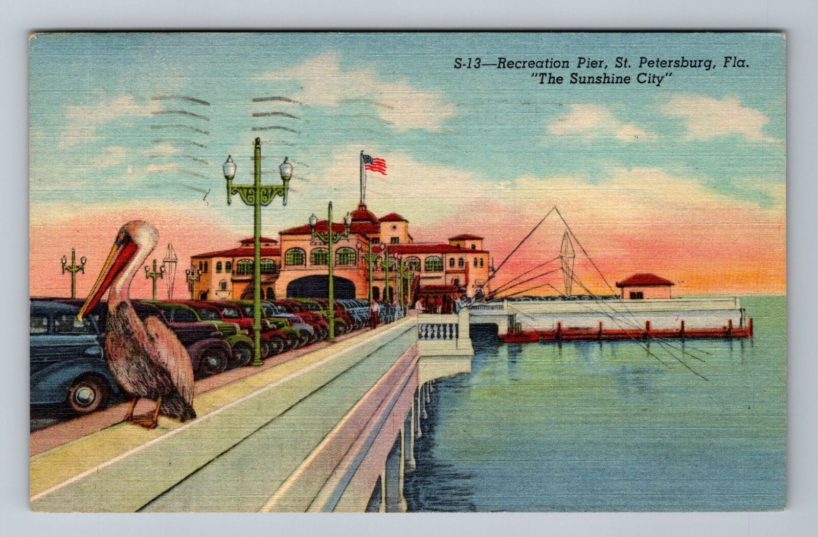 St Petersburg FL-Florida, Recreation Pier, Vintage c1955 Postcard
