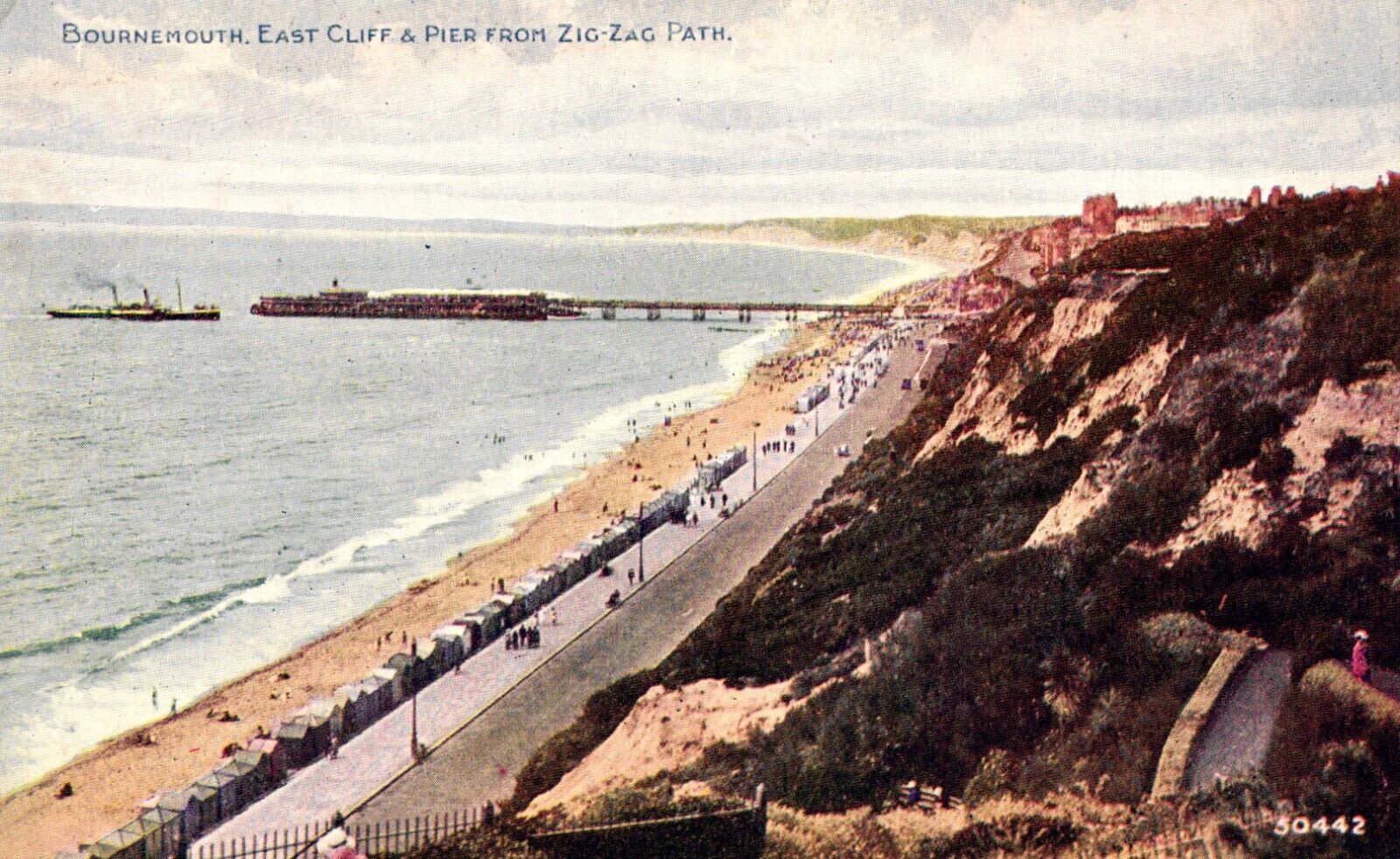 East Cliff & Pier From Zig Zag Path Bournemouth England Postcard