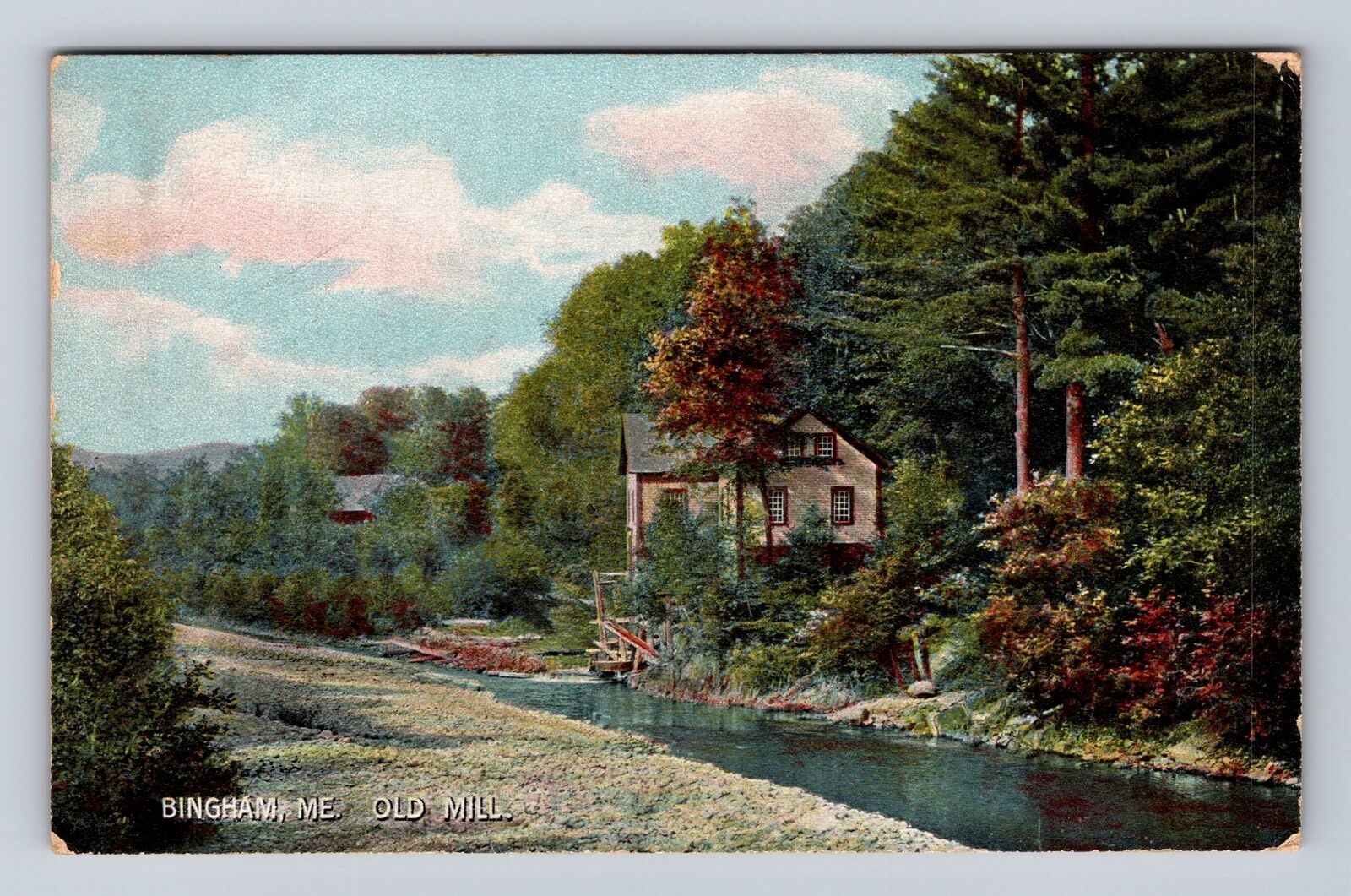 Bingham ME-Maine, Old Mill, Antique, Vintage c1912 Souvenir Postcard