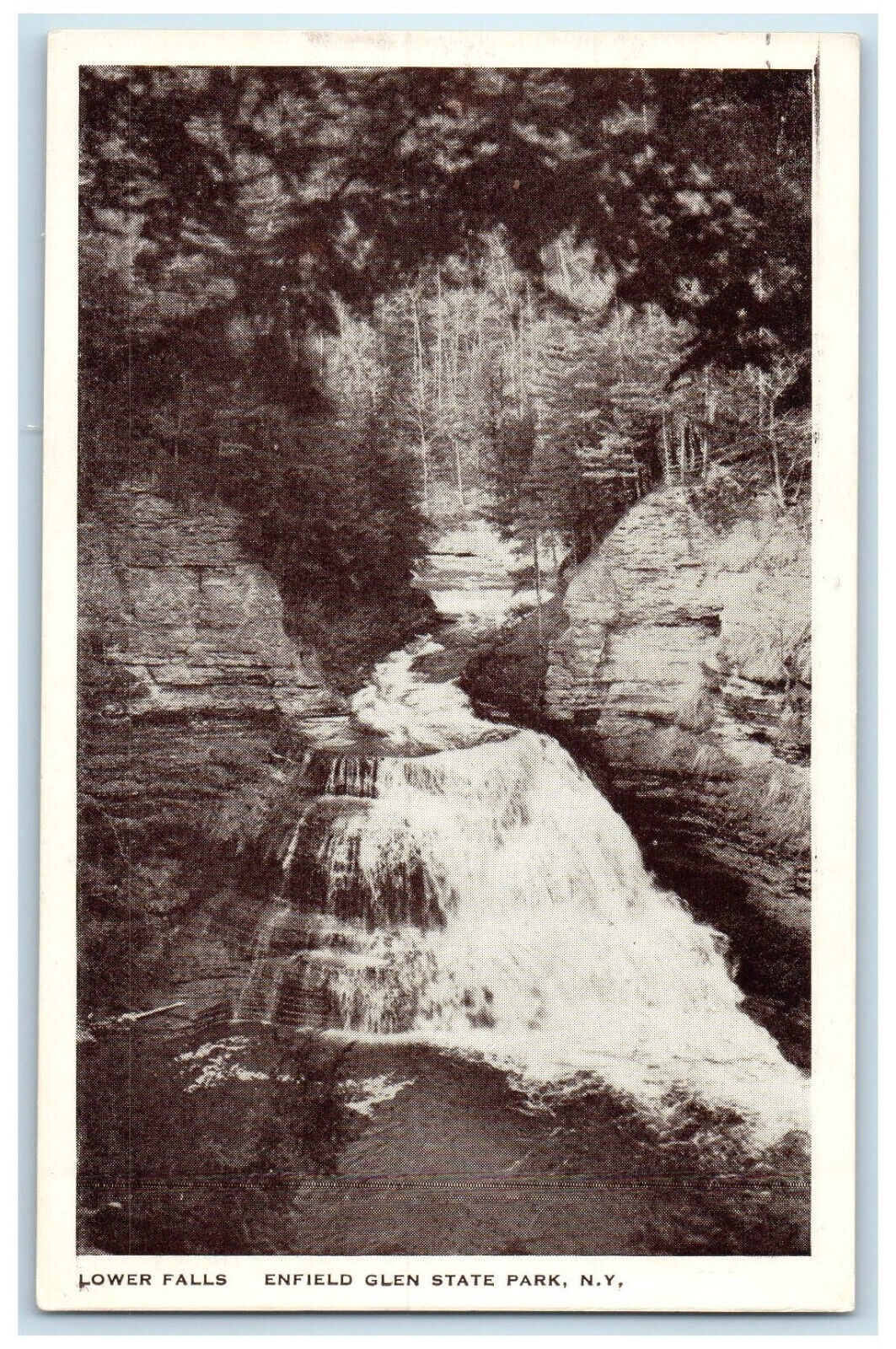 c1940's Lower Falls Enfield Glen State Park New York NY Vintage Postcard