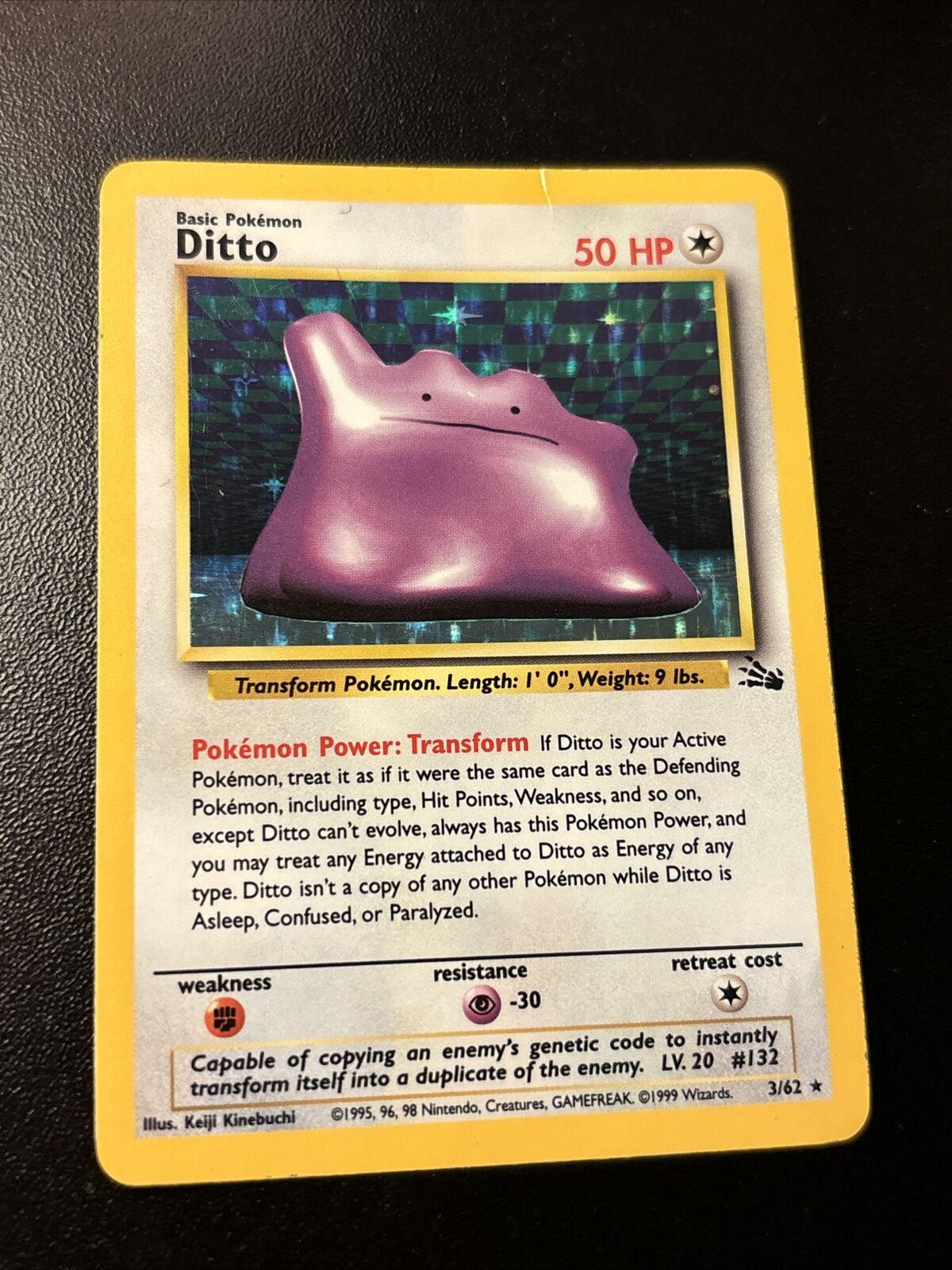Ditto Holo (3/62) Fossil Set - English Pokemon Card - Very Good Condition
