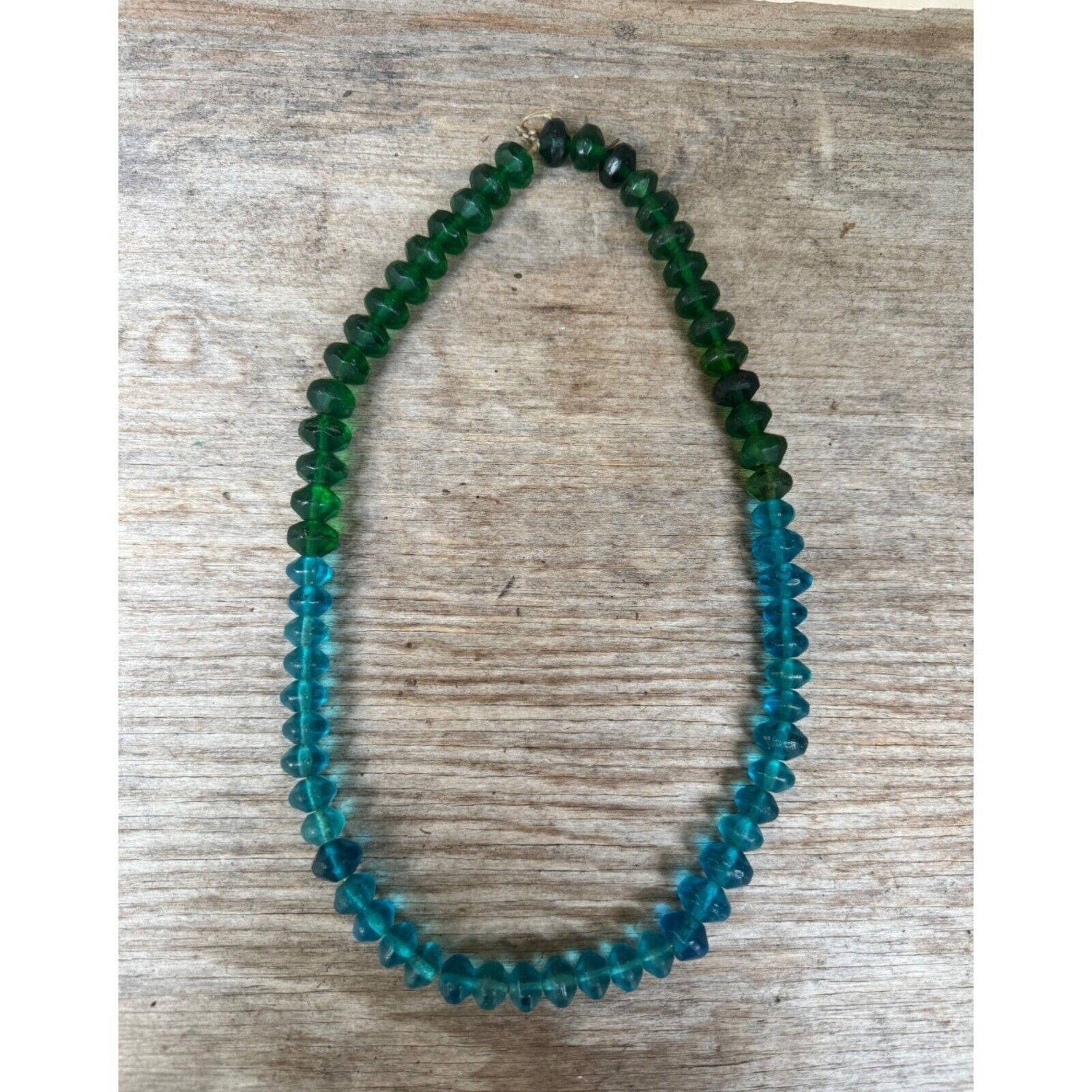 Blue And Green Vaseline Glass Beads Czech Republic