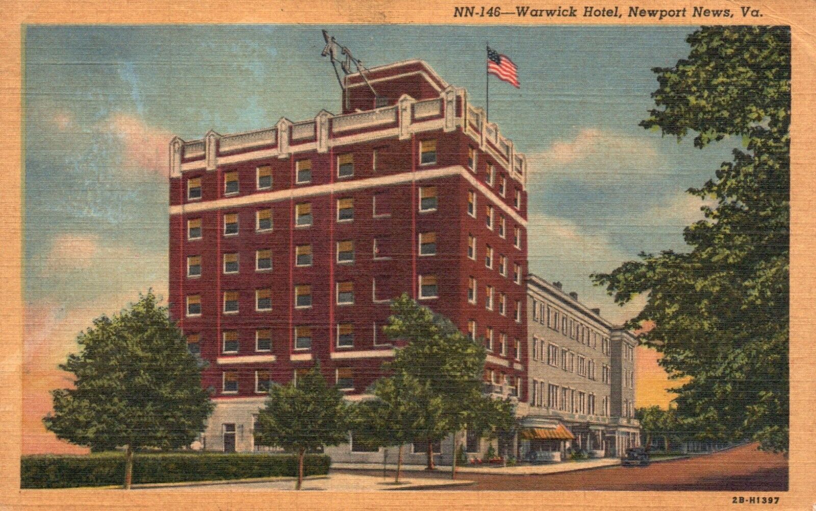 Postcard VA Newport News Virginia Warwick Hotel 1950 Linen Vintage PC f4222