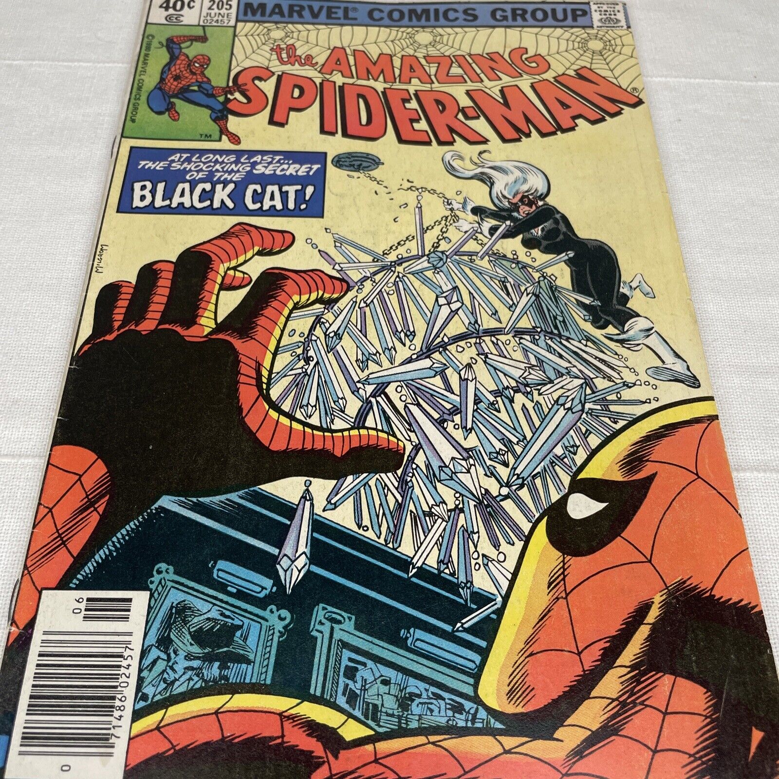 Amazing Spider-Man #205 NEWSSTAND (1980) Milgrom Black Cat Cover Mid Grade