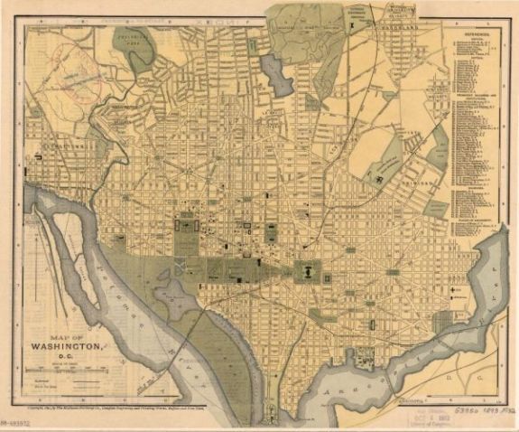 1893 Map| Map of Washington, D.C| District of Columbia|Washington|Washington D.C